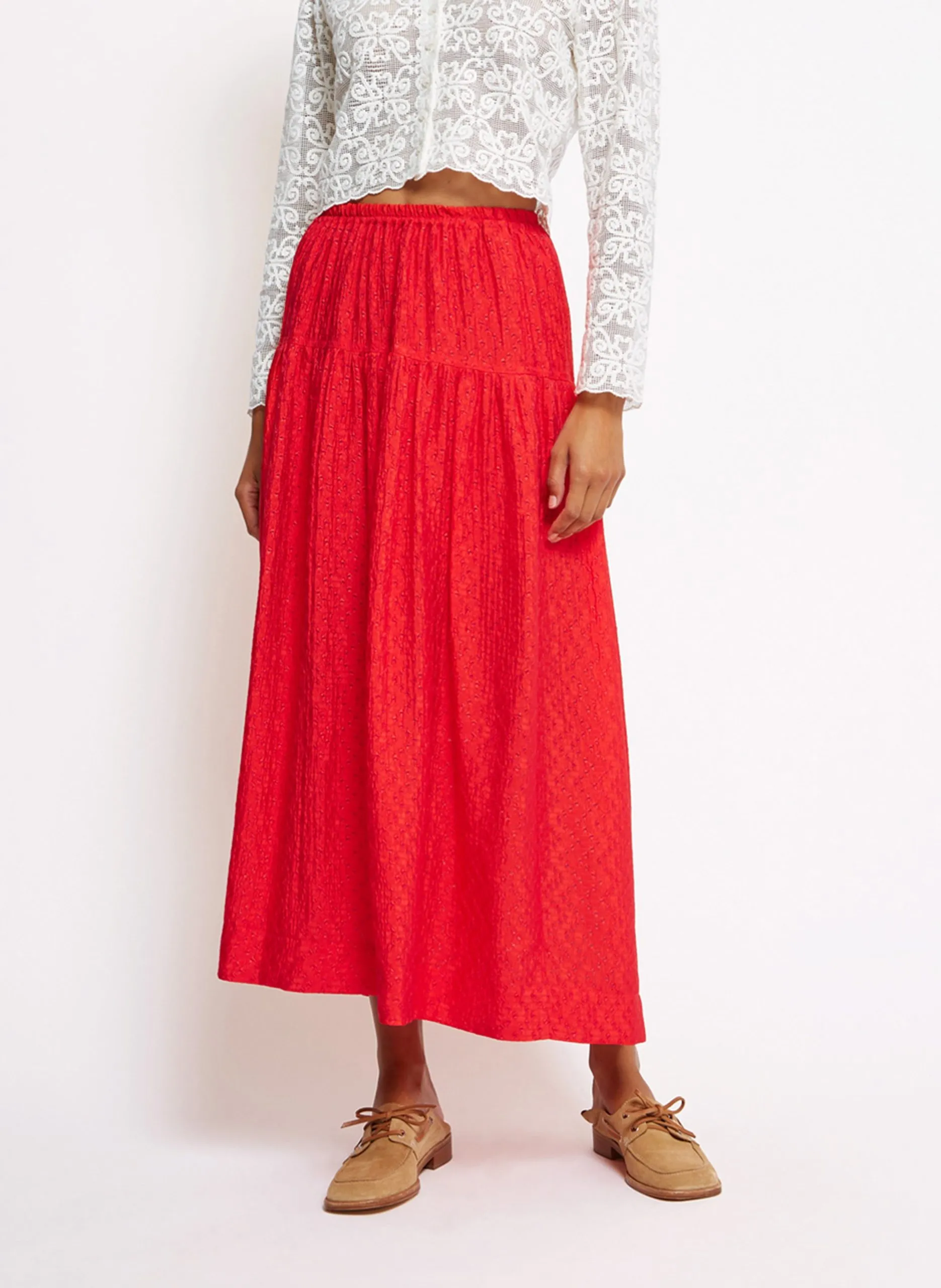 Ausgestellter Midi-Rock Rot LUNA