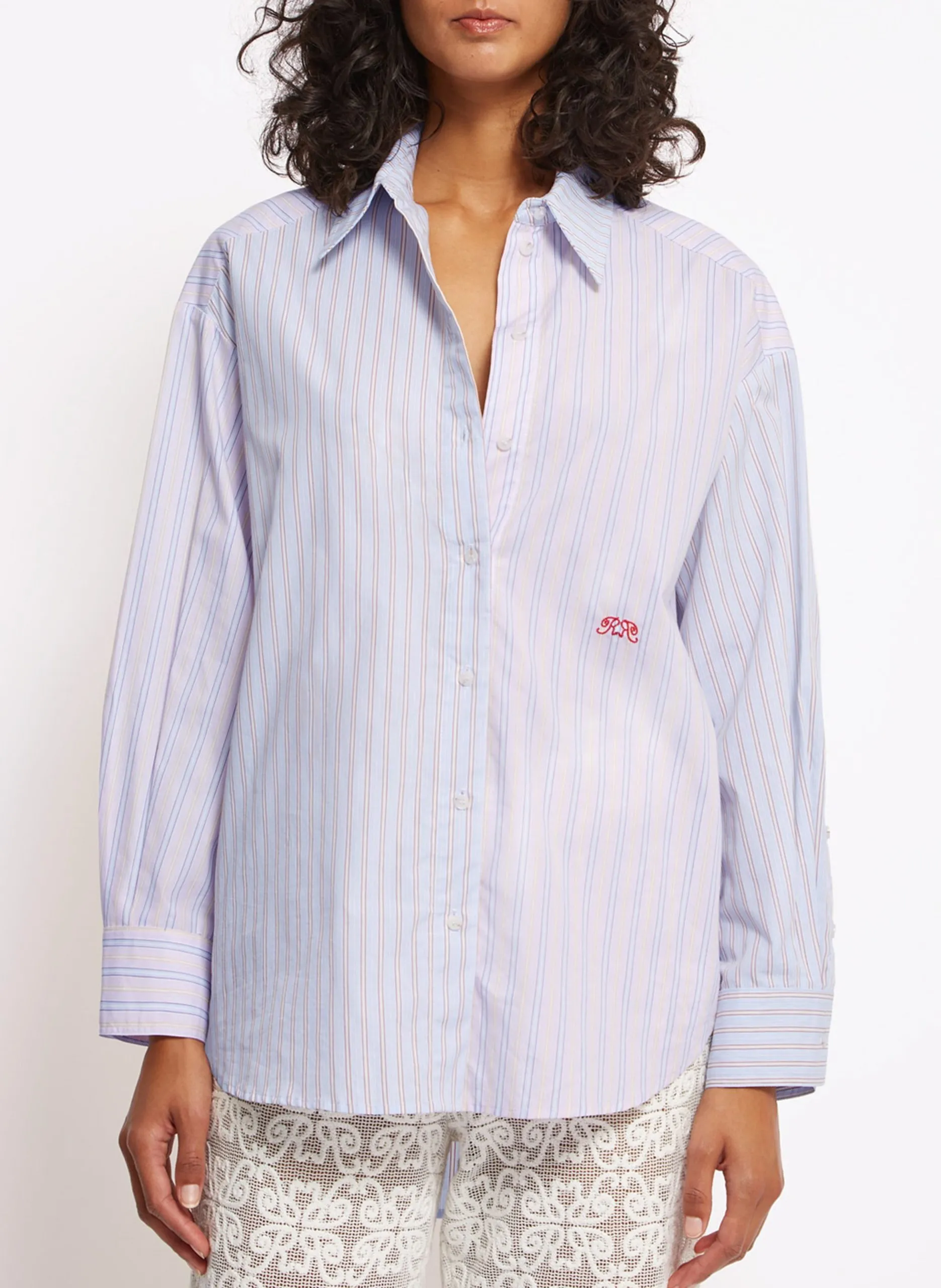 Oversize Bio-Baumwollhemd mit Streifen Mehrfarbig FIRST