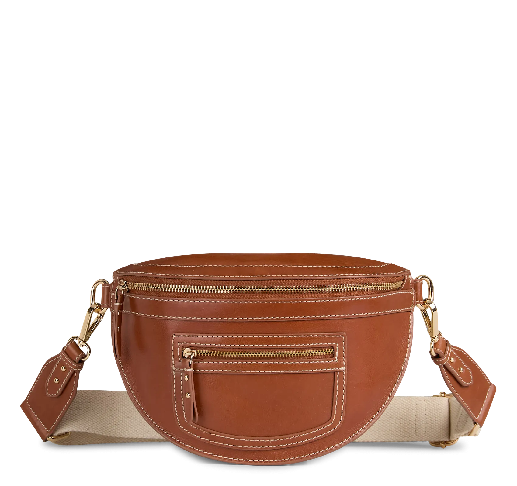 Leder-Hüfttasche mit Reißverschluss Braun SANA