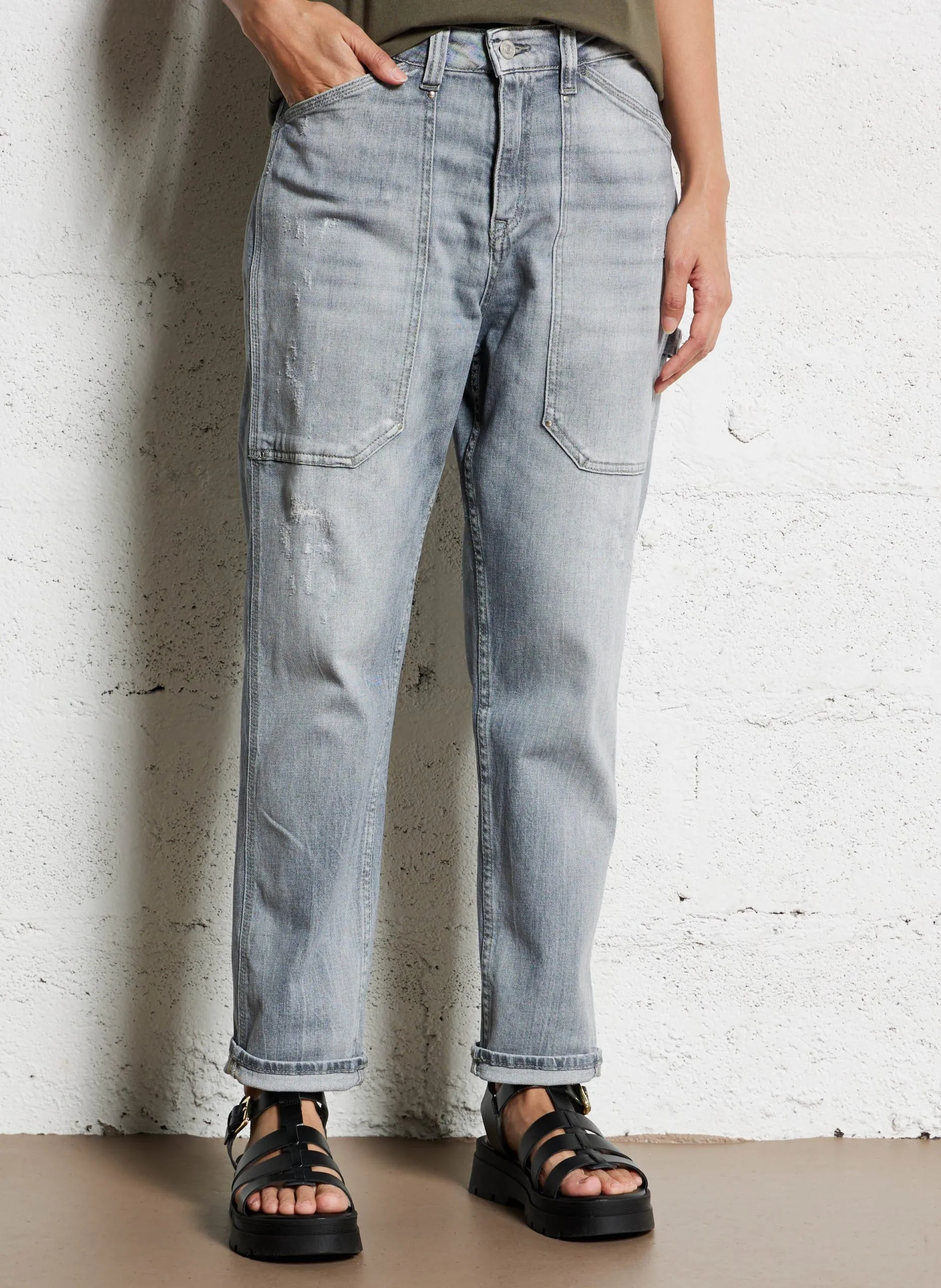 Girlfriend Jeans aus Baumwoll-Mix Grau UNION