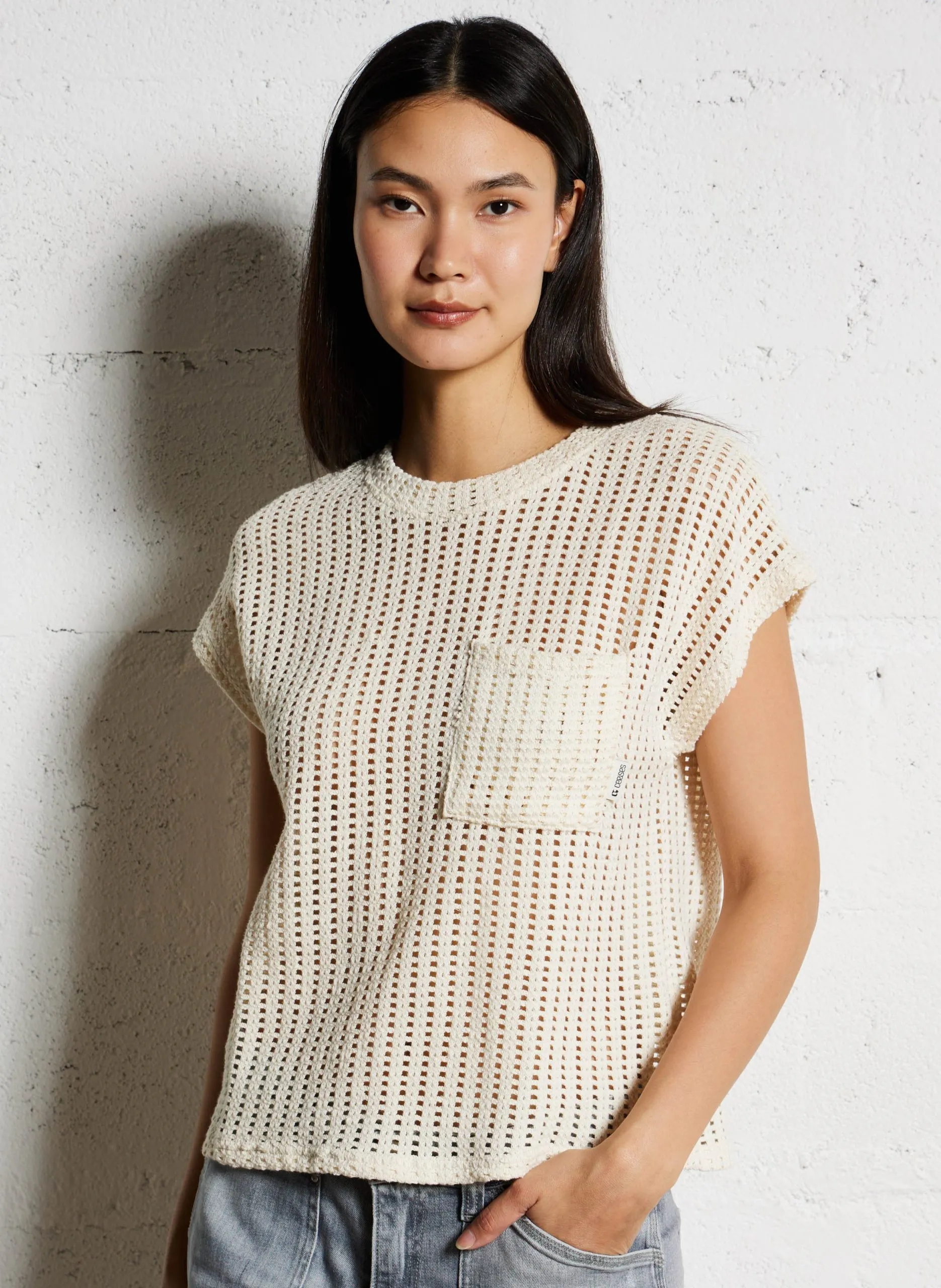 Oversize-T-Shirt aus Baumwolle mit Rundhalsausschnitt Weiss GAFO