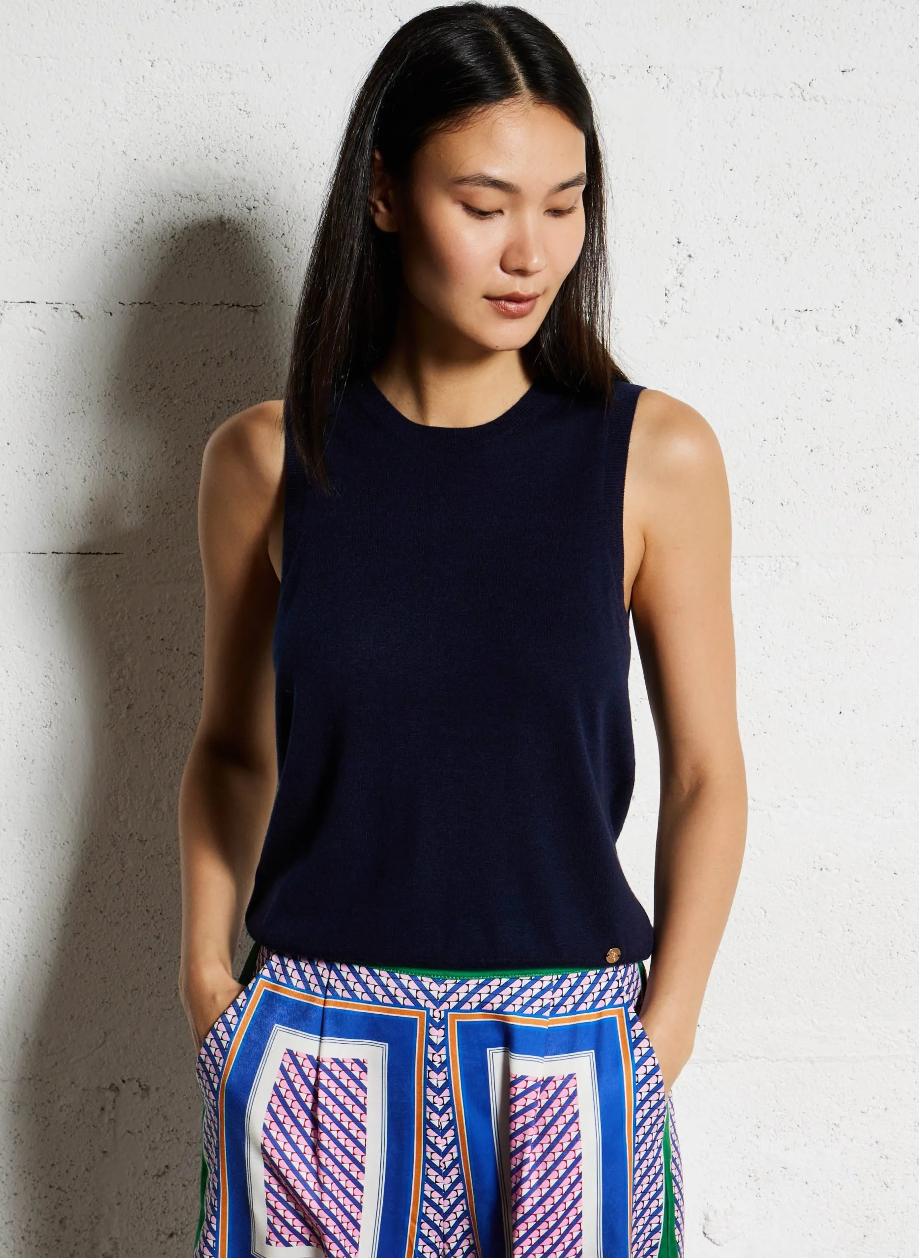 Ärmelloses Oversized-Strickpullover Blau MARLEY