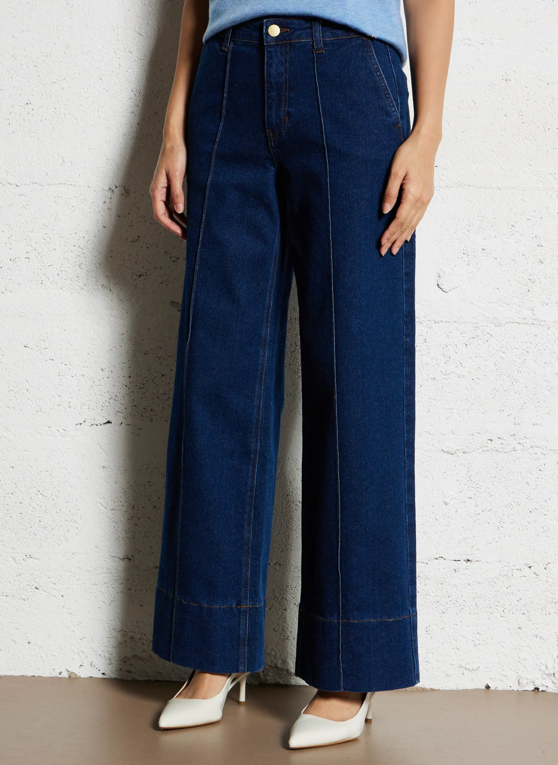 Weite Jeans aus Baumwoll-Mix Blau PAOLA