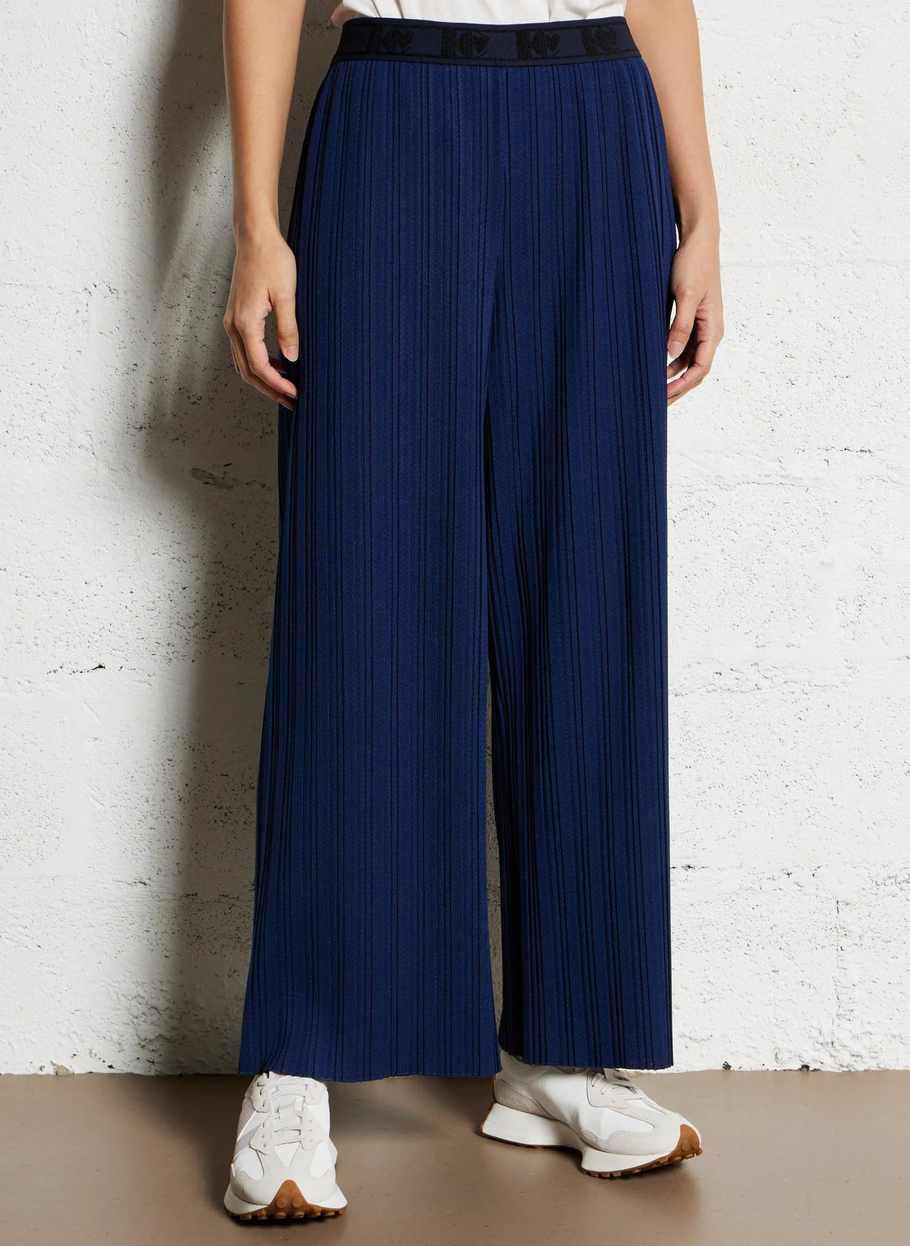 Weite Plisseehose Blau