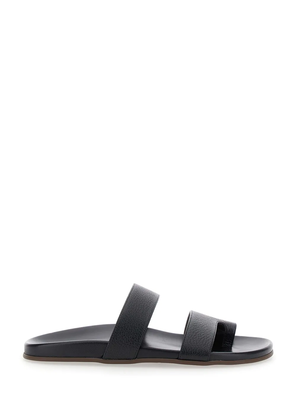 Schwarze Zehenstegsandalen "High" mit zwei Bändern aus Leder Damen