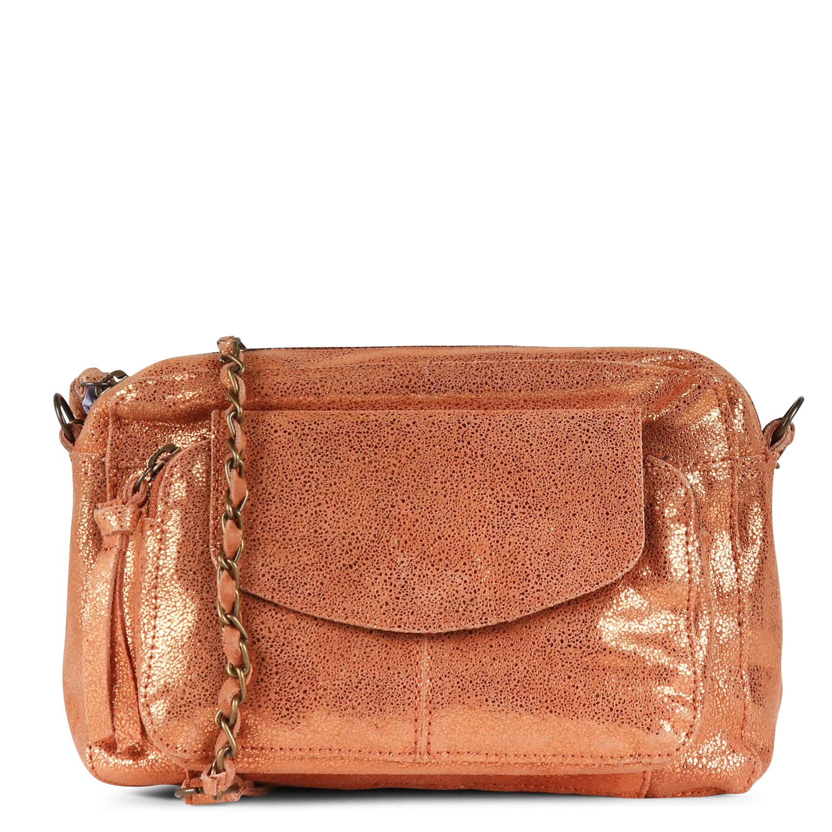 Umhängetasche mit Taschen aus Leder Golden NAINA