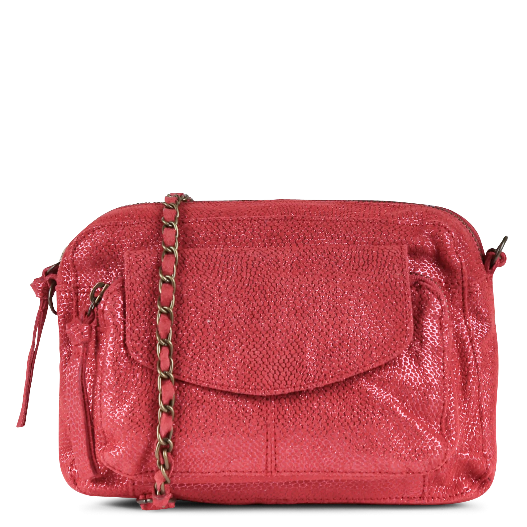 Umhängetasche mit Taschen aus Leder Orange NAINA