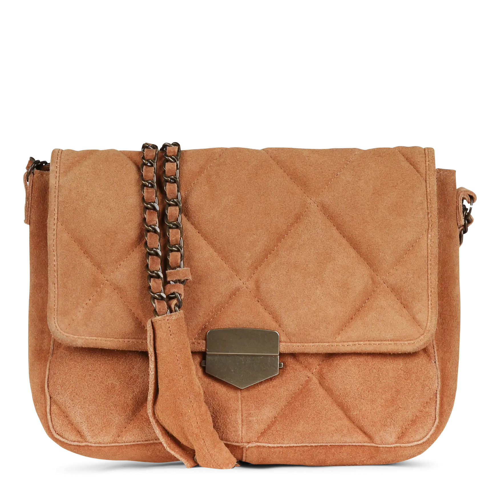 Ginny - Umhängetasche aus gestepptem Leder Braun SOL