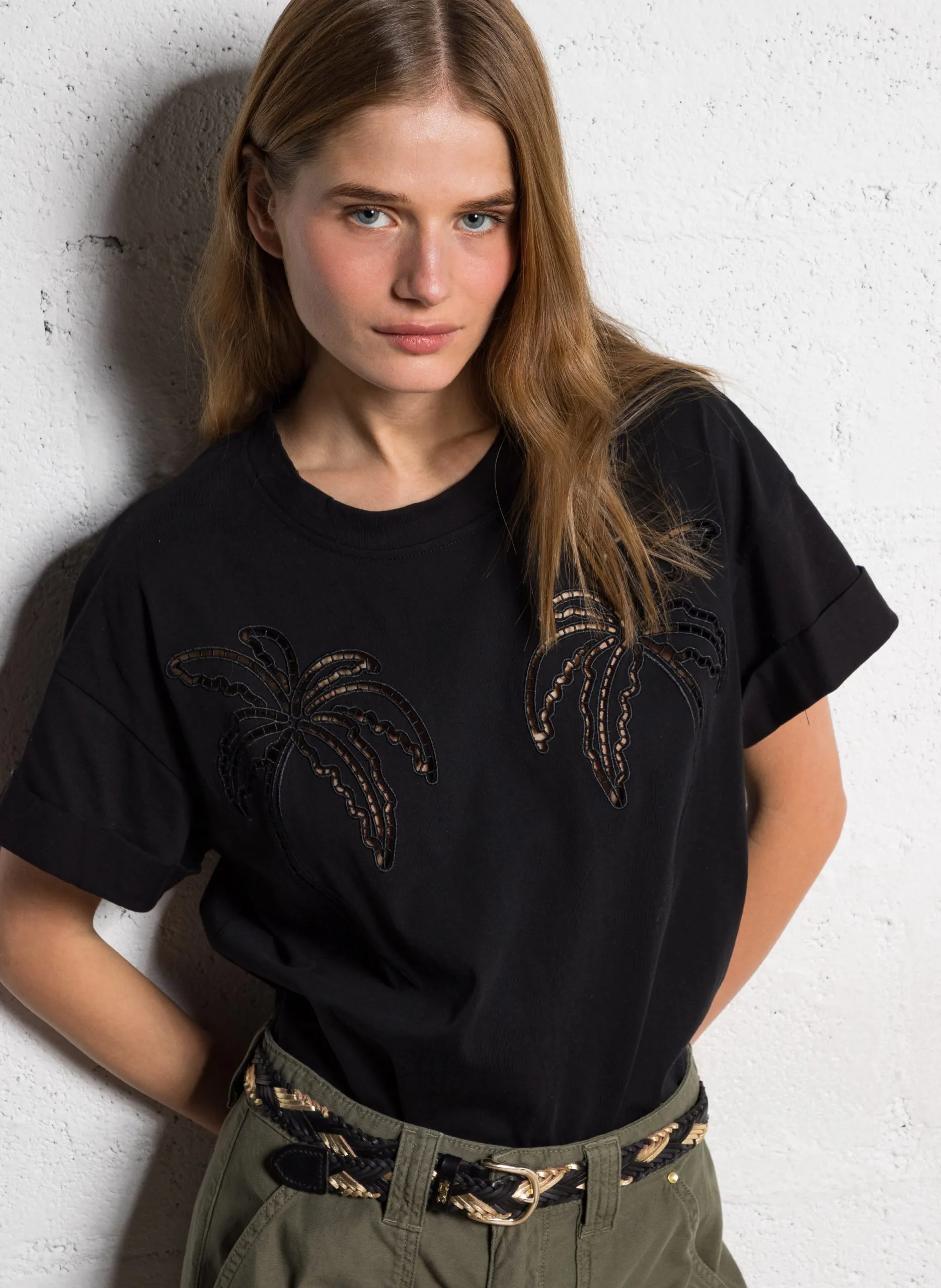 Oversize-T-Shirt aus Baumwolle mit Rundhalsausschnitt Schwarz ISTAN