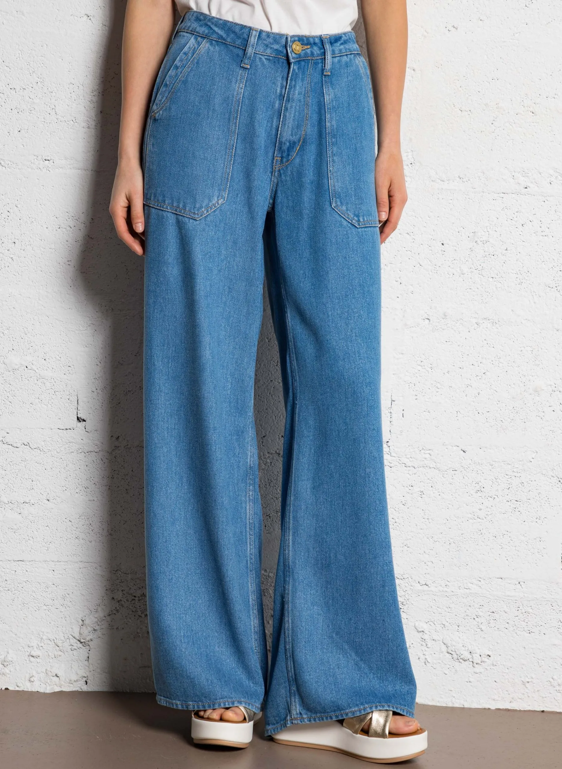 Farbige Straight Cut Jeans mit 5 Taschen Blau VICTORIA