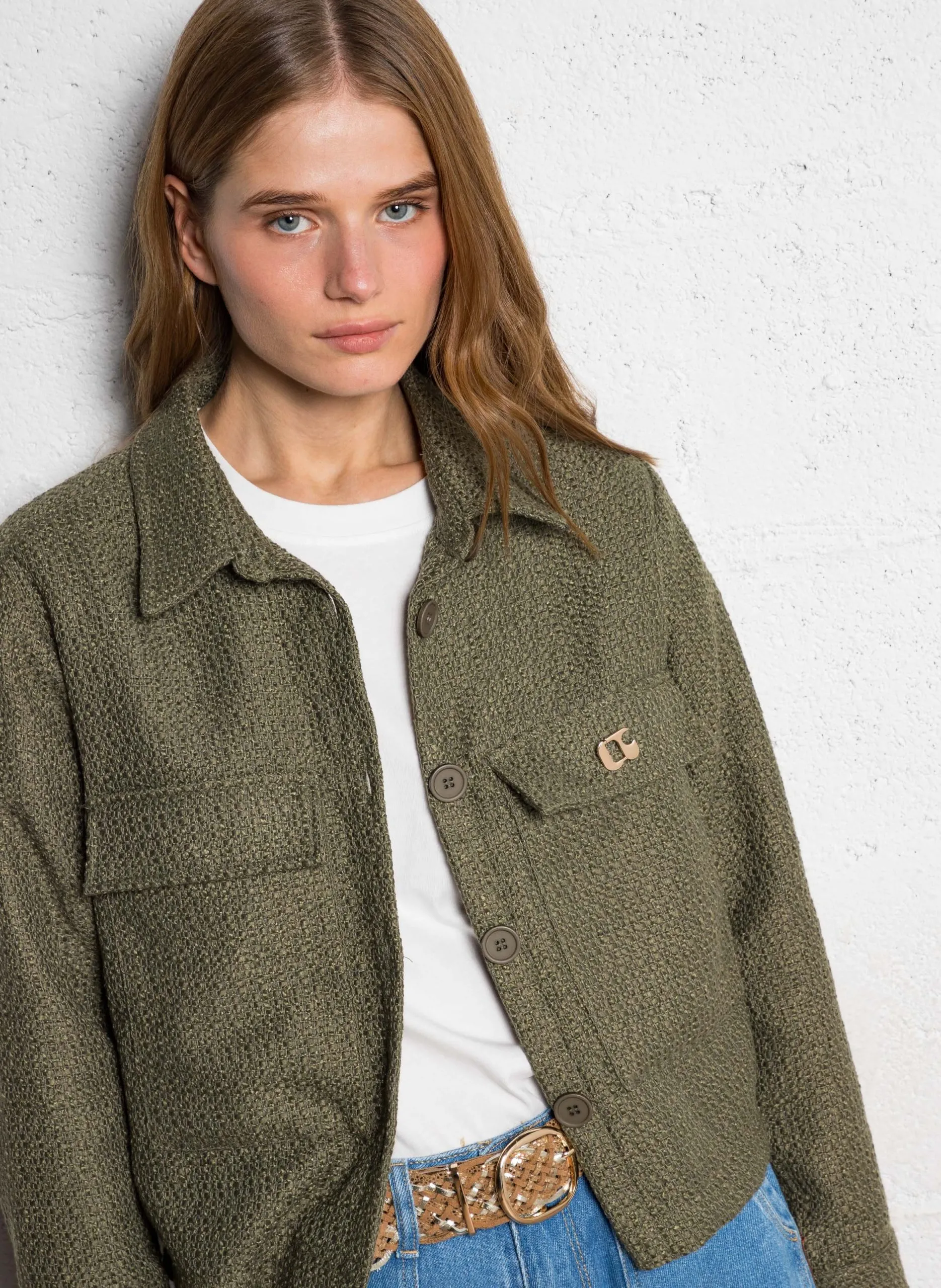 Kurze, gerade geschnittene Jacke mit klassischem Kragen Grun MARLEY