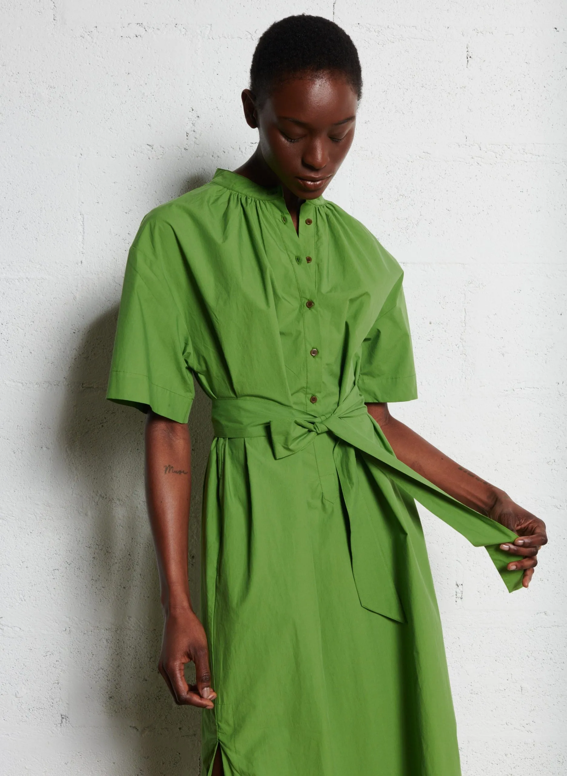 Baumwoll-Negligé mit Rundhalsausschnitt Grun PULA