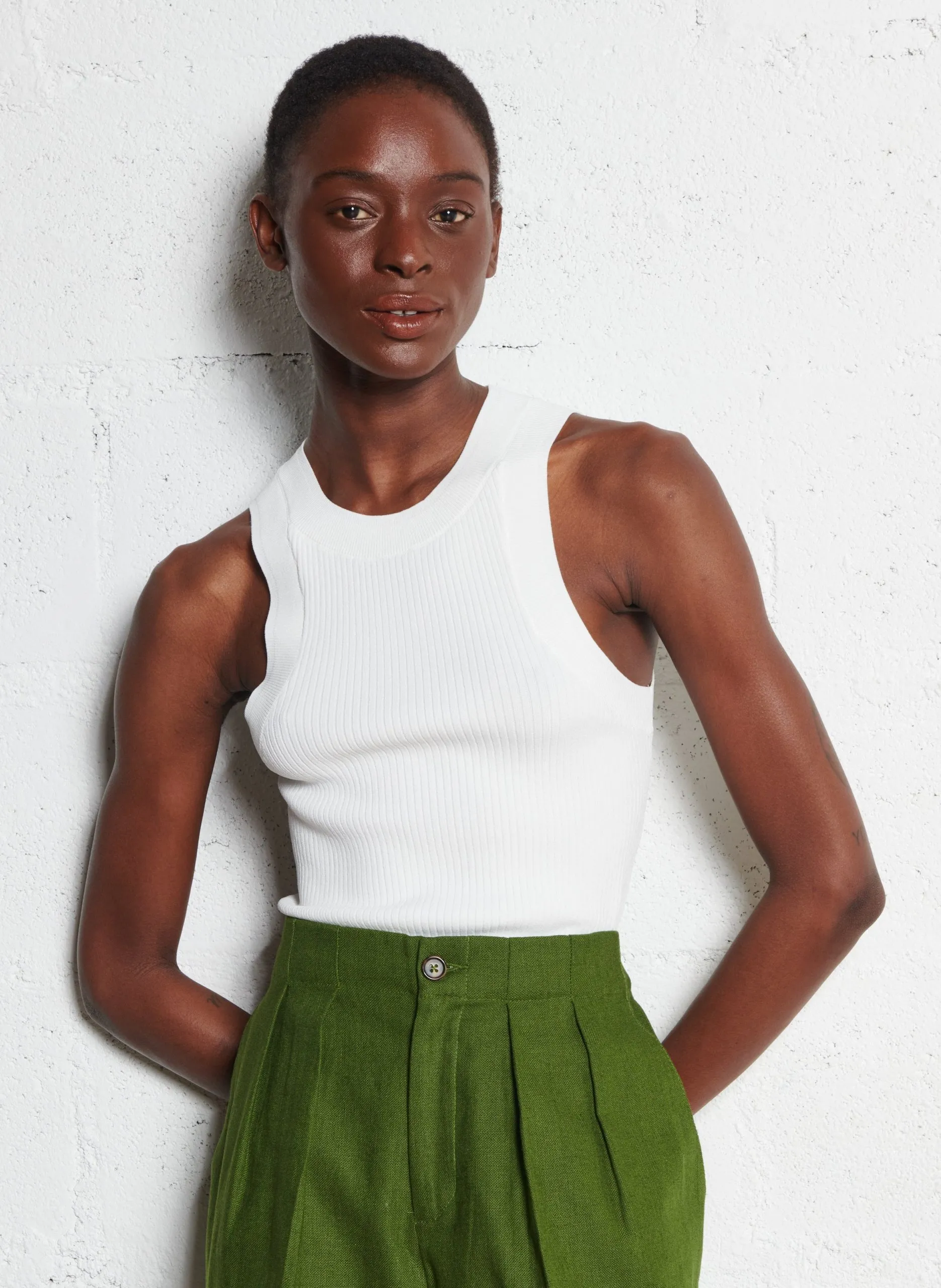 Malilen - Tanktop mit U-Bootausschnitt Beige MAGNUS