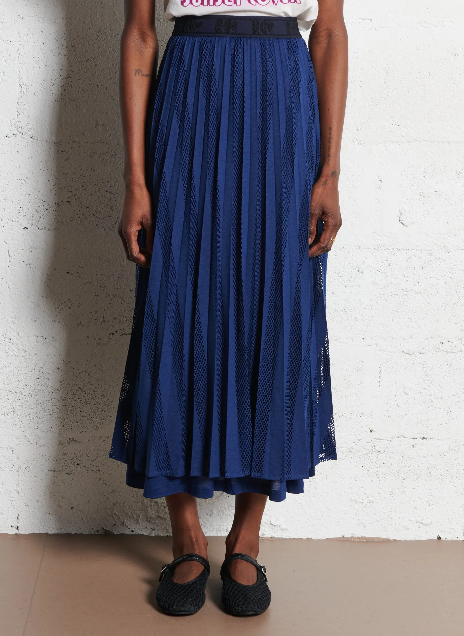 Langer Faltenrock Blau