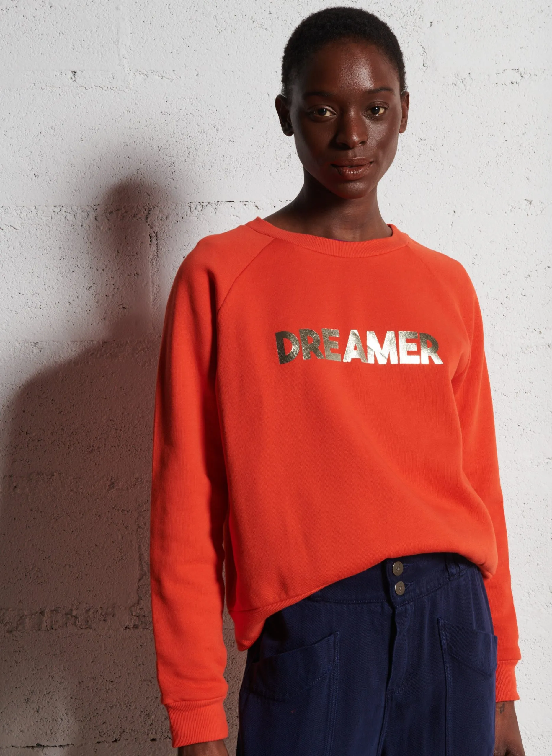 Baumwoll-Sweater mit Rundhalsausschnitt Orange MURILO