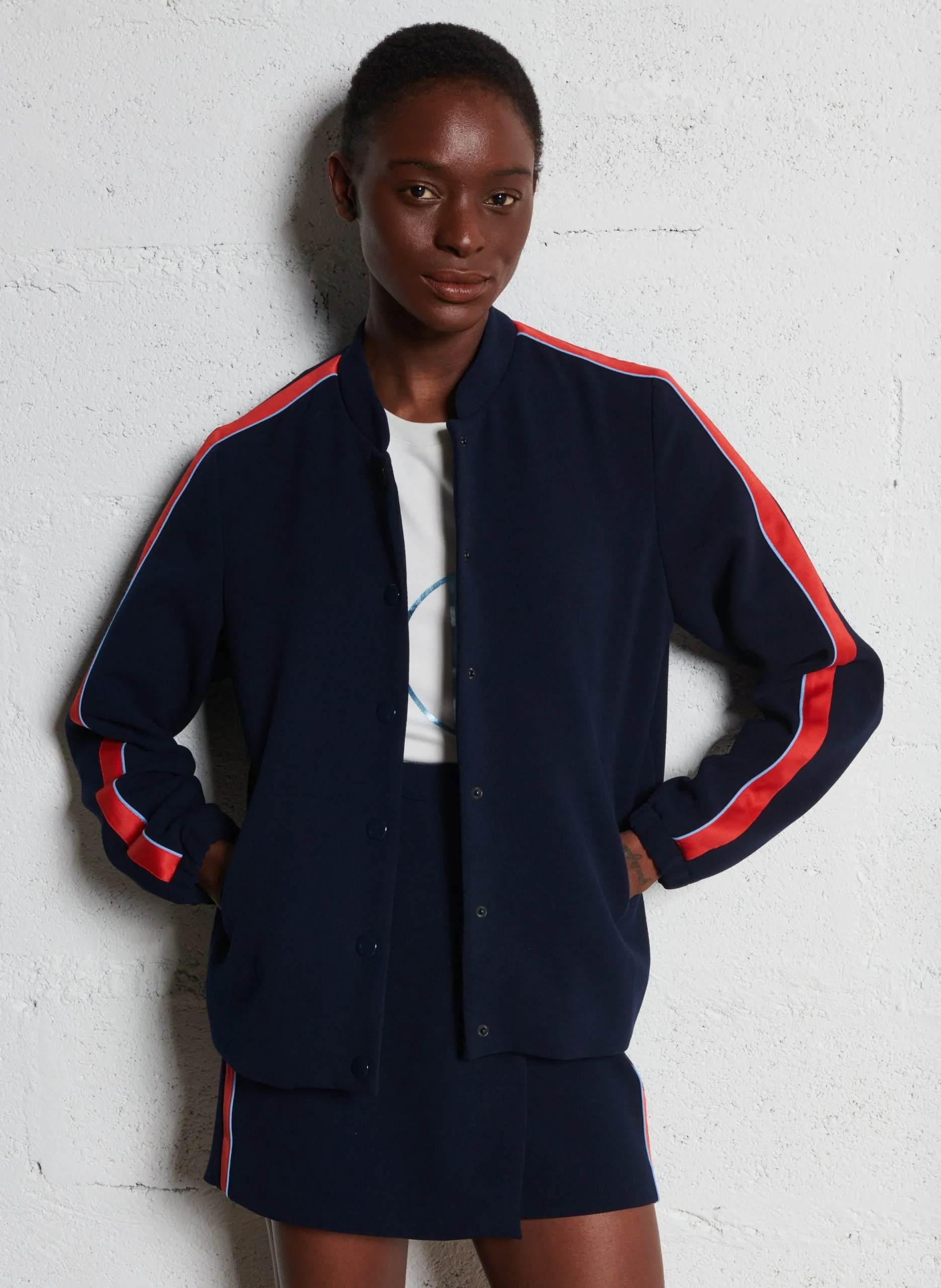 Blouson mit College-Kragen Blau