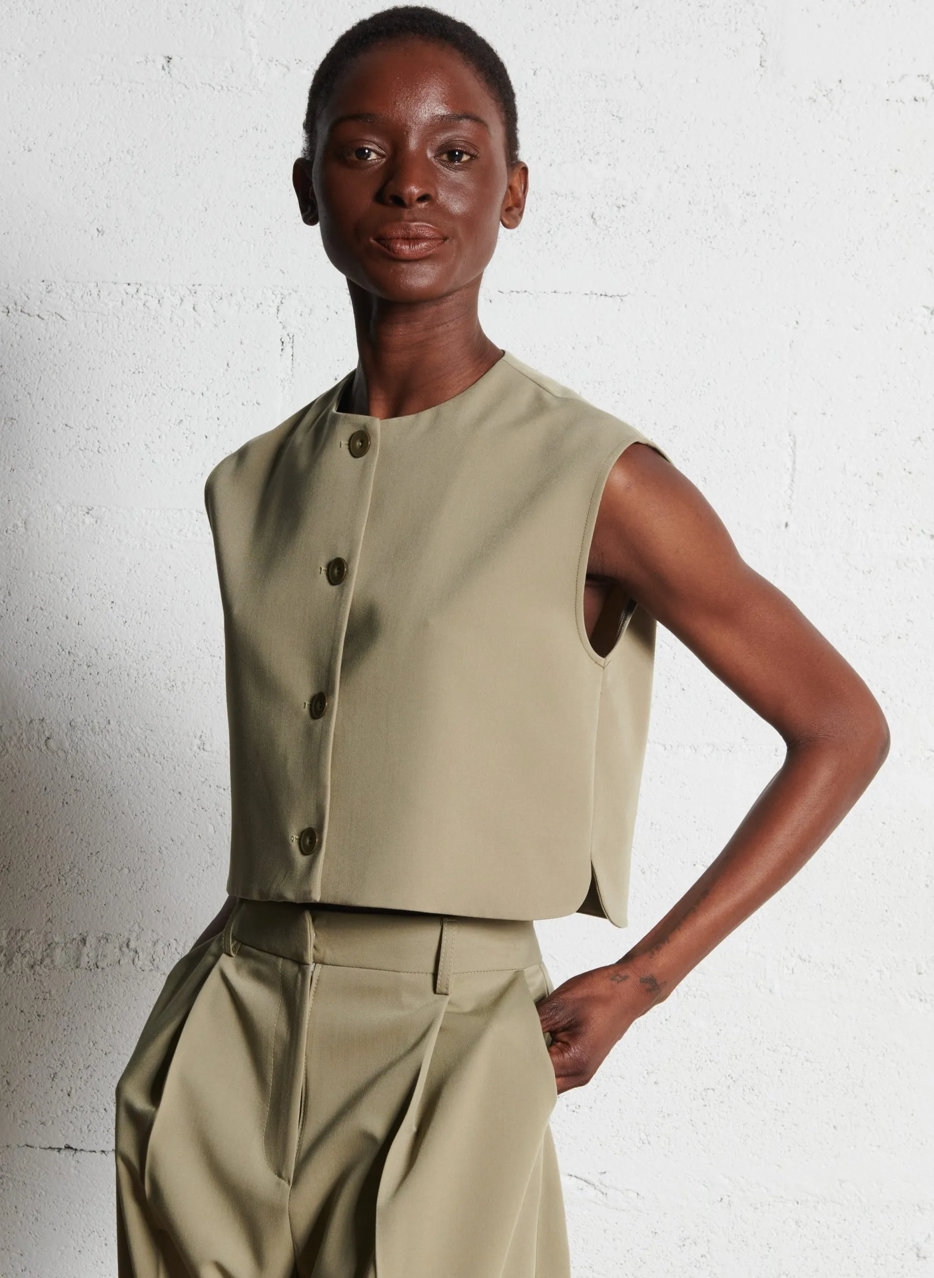 Blazer mit Rundhalsausschnitt Khaki