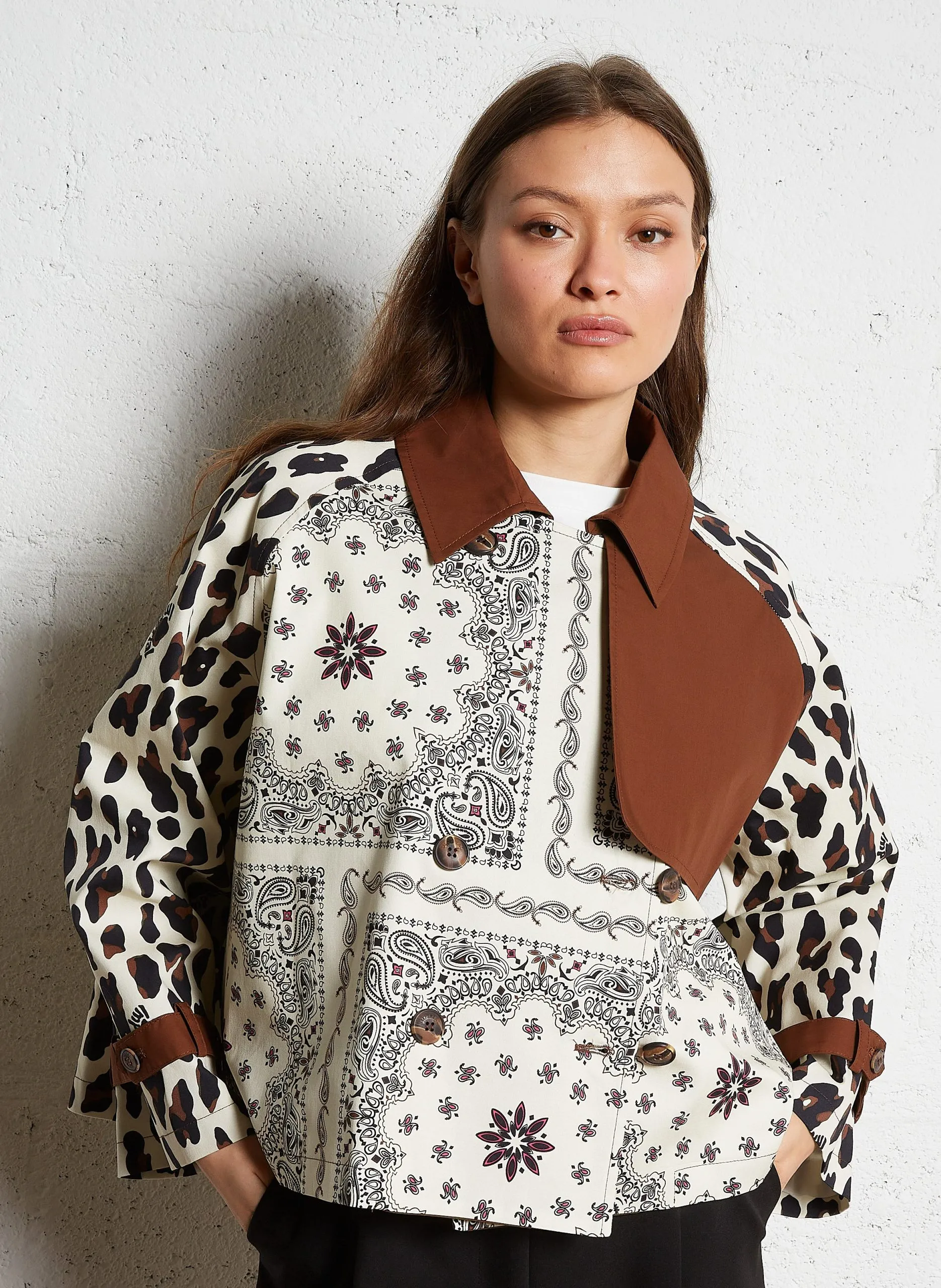 Jacke mit klassischem Kragen und Print Mehrfarbig