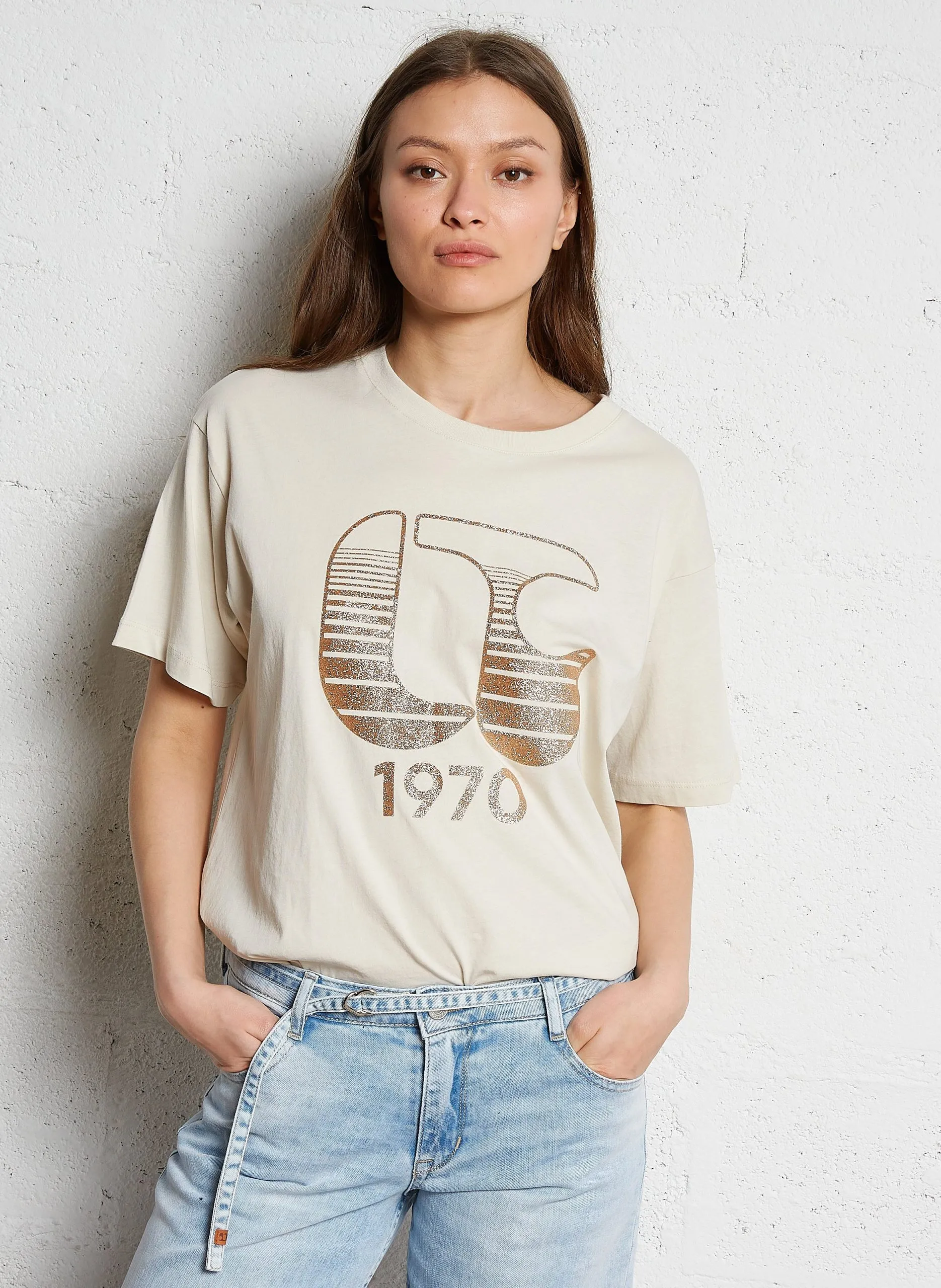 Gerade geschnittenes T-Shirt aus Baumwolle Rosa LYNETTE