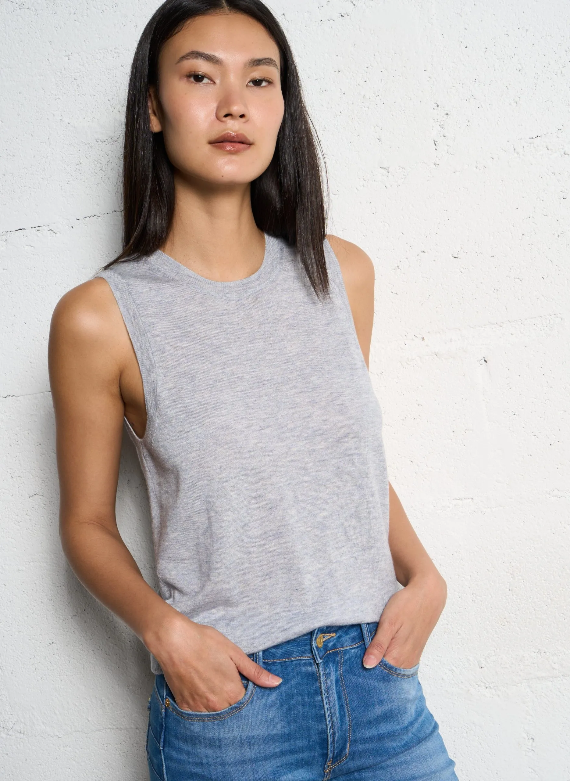 Ärmelloses Oversized-Strickpullover Grau MARLEY