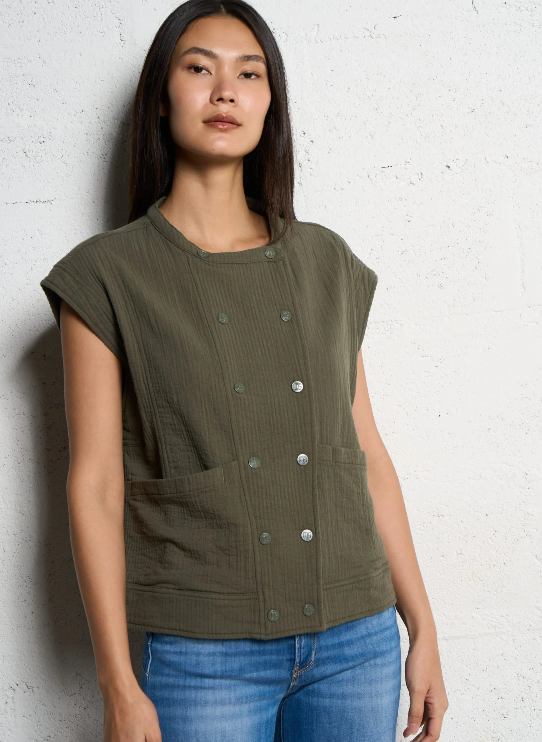 Baumwolljacke mit Rundhalsausschnitt Grun ELIAS