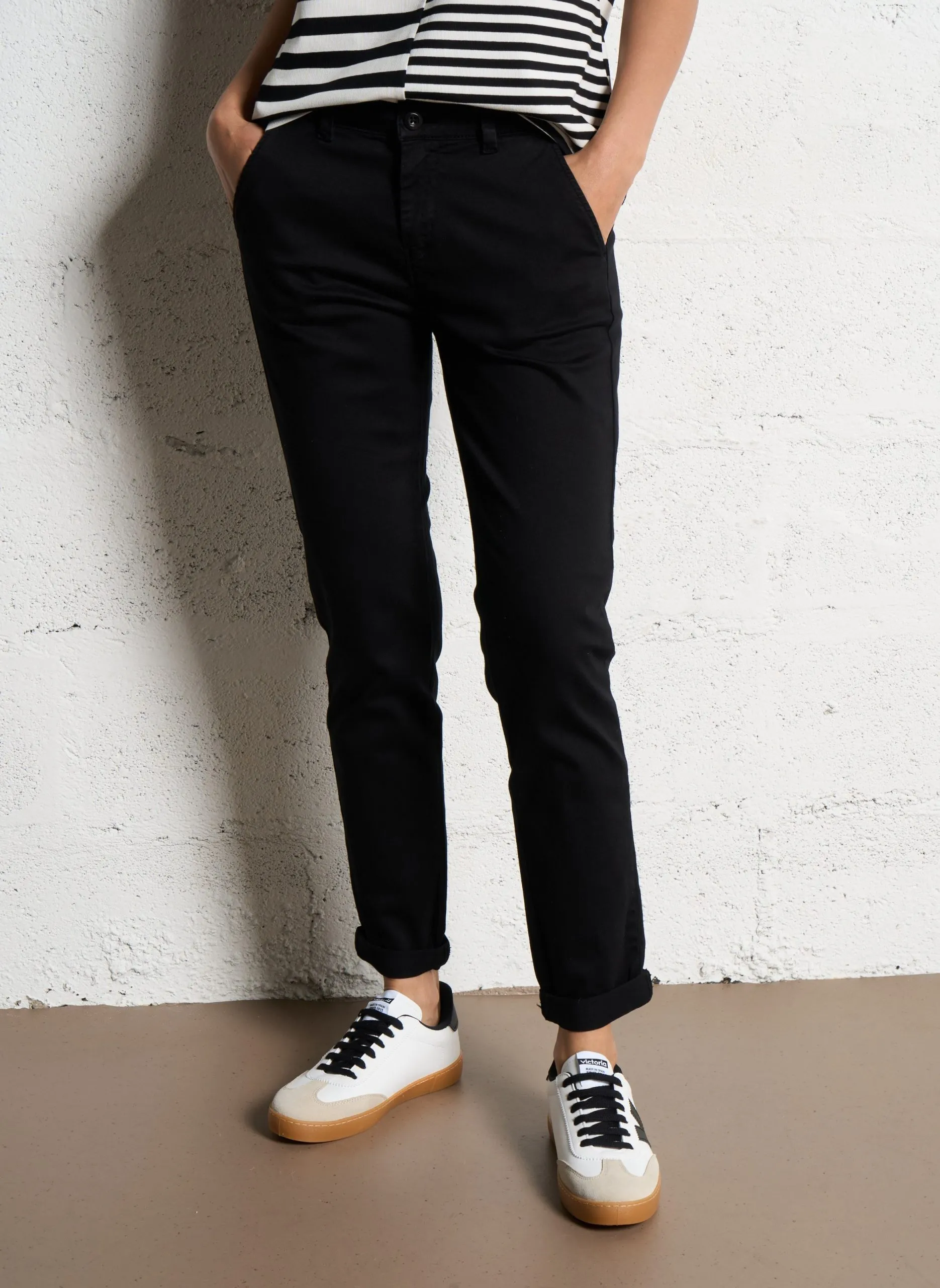 Hose aus Baumwoll-Mix, Slim Fit Schwarz DYLI 7