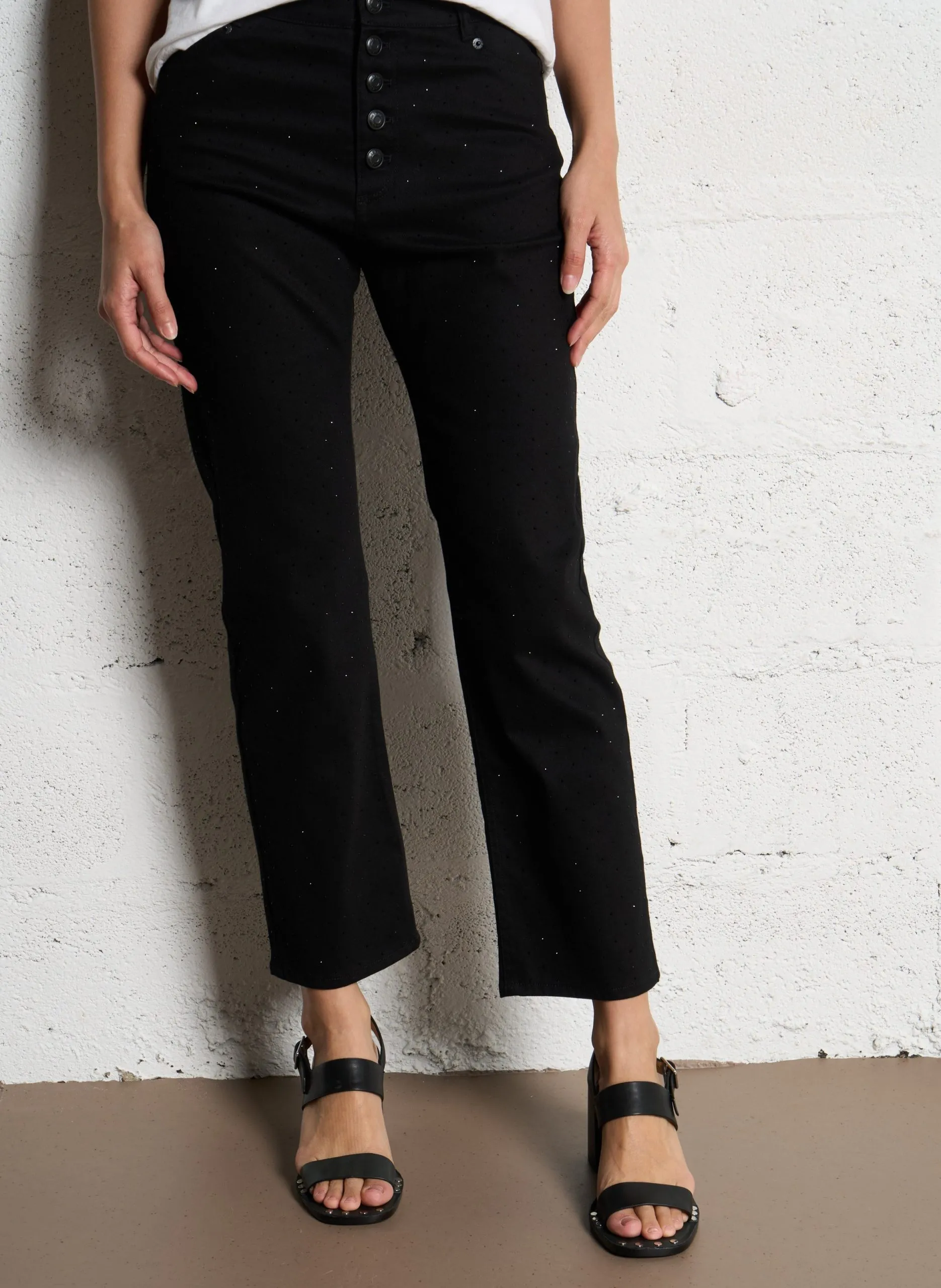 Gerade geschnittene Jeans aus Baumwoll-Mix Schwarz JANIS