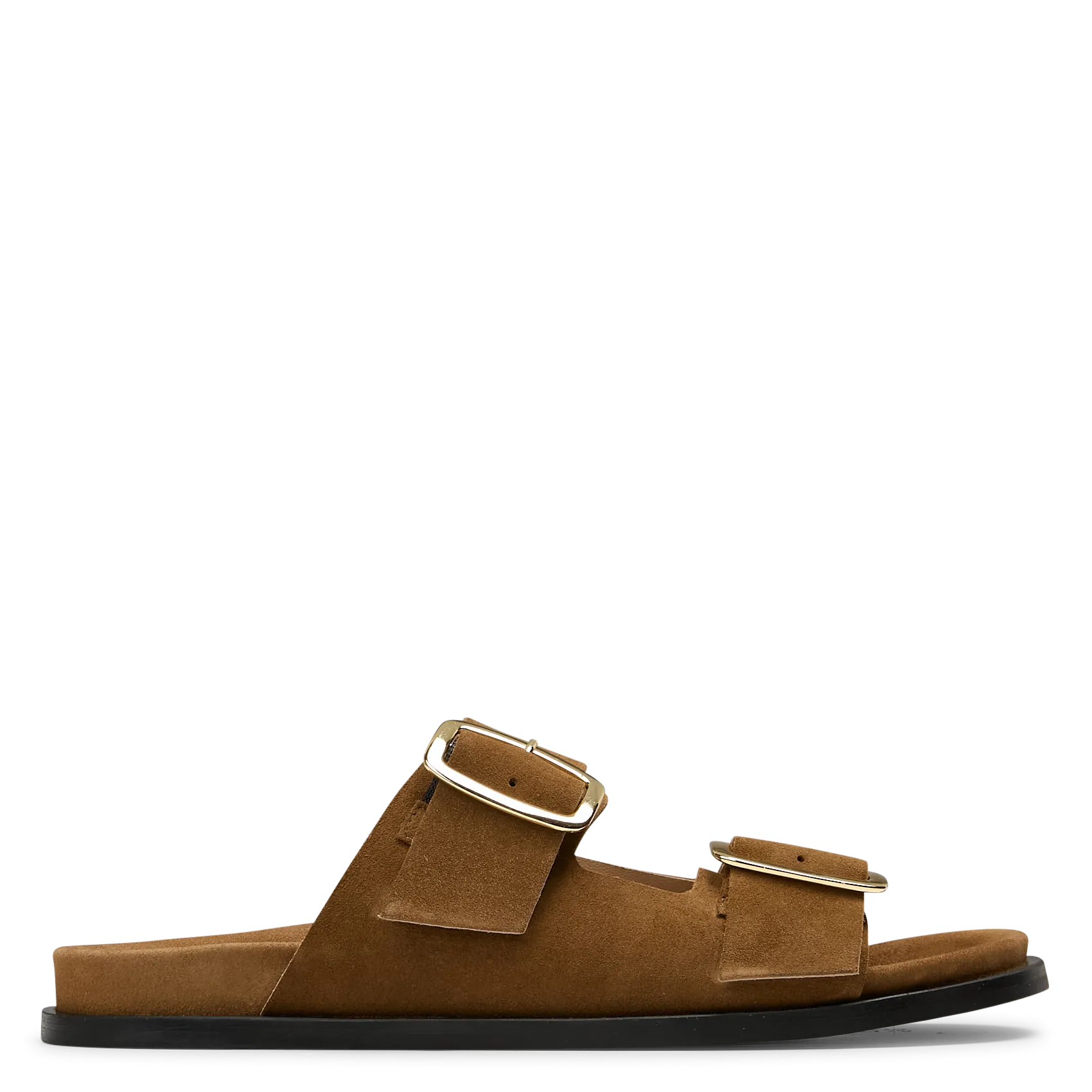 Avarca Berlin - Flache Ledersandalen mit Samt Beige MATEO