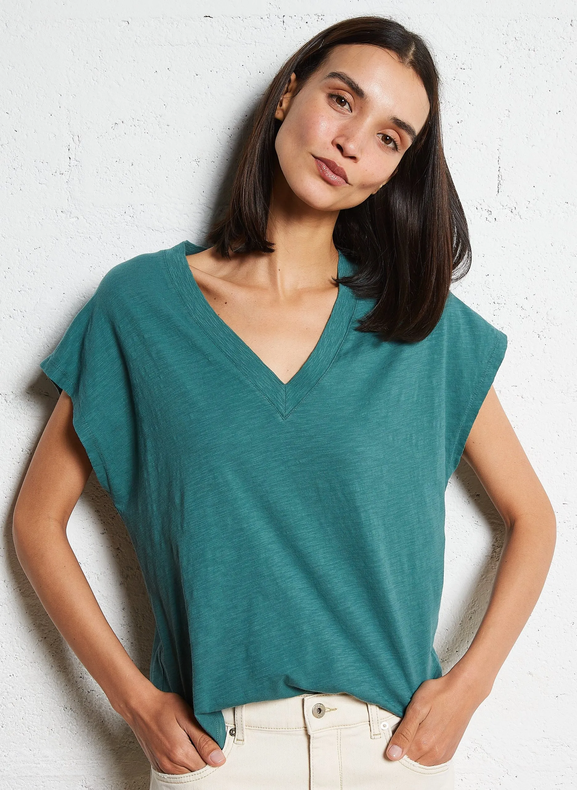 Baumwoll-Pullover mit Rundhalsausschnitt Grun LUCIA