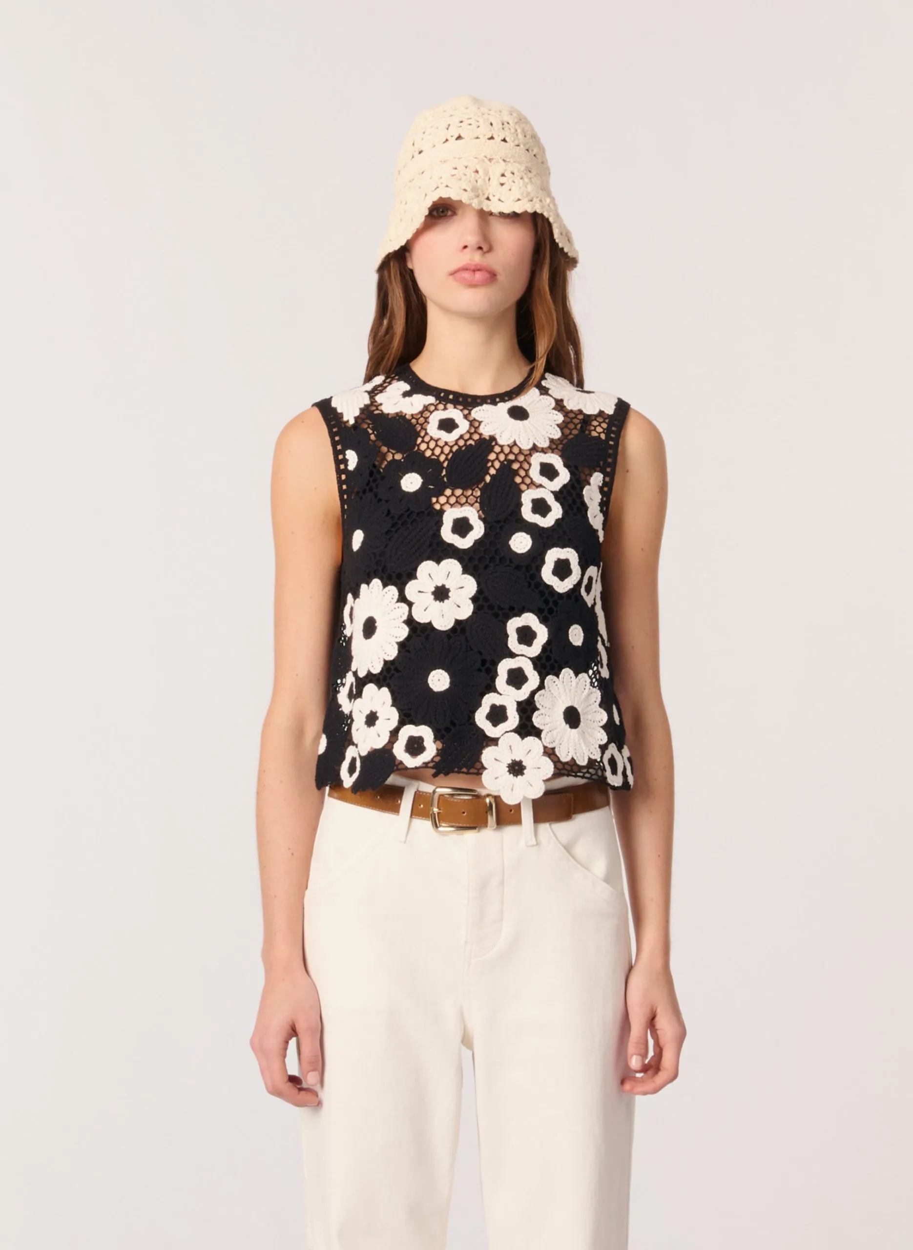 Gerader Baumwolltop Schwarz