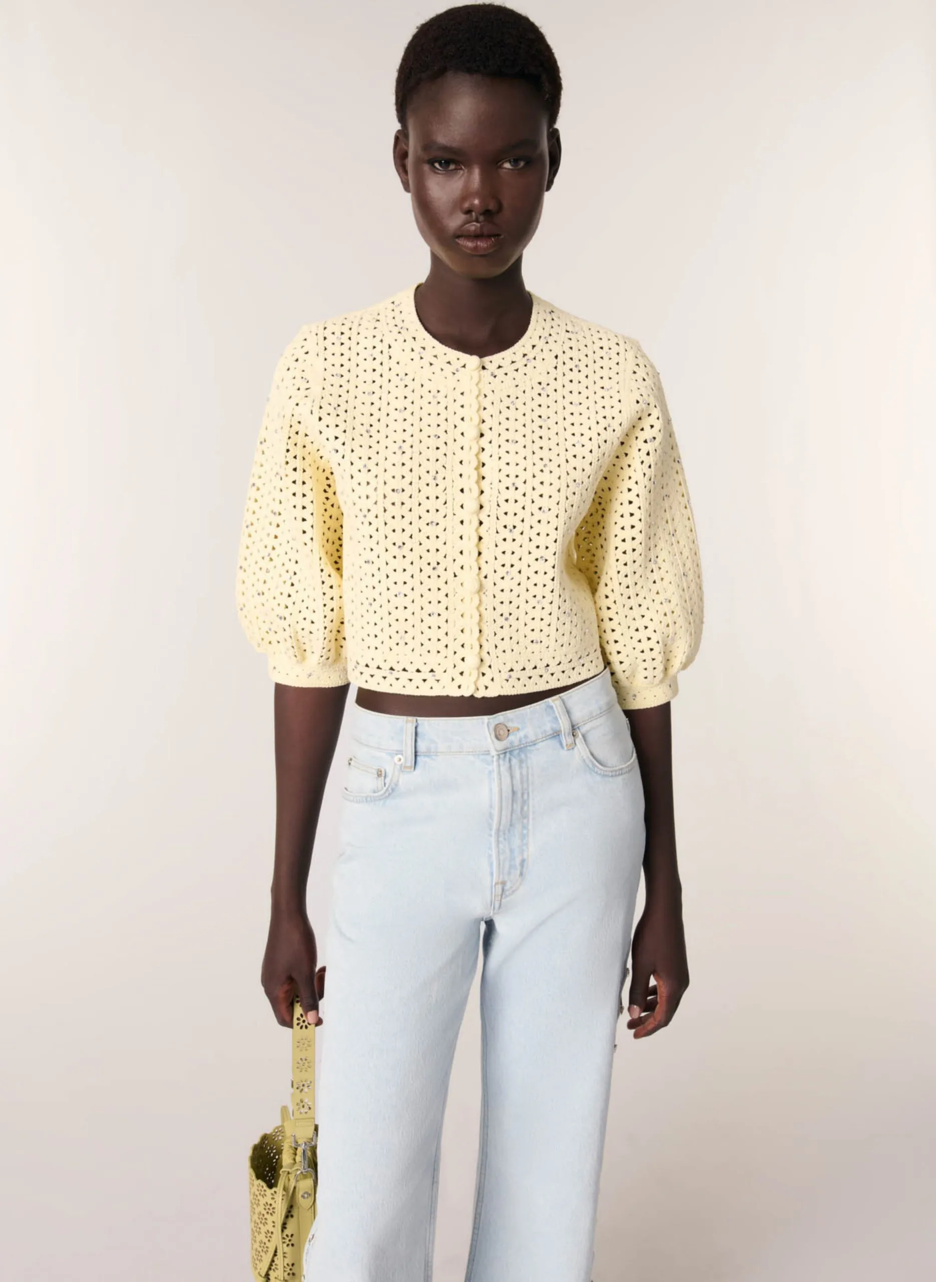 Gerader Cardigan Gelb