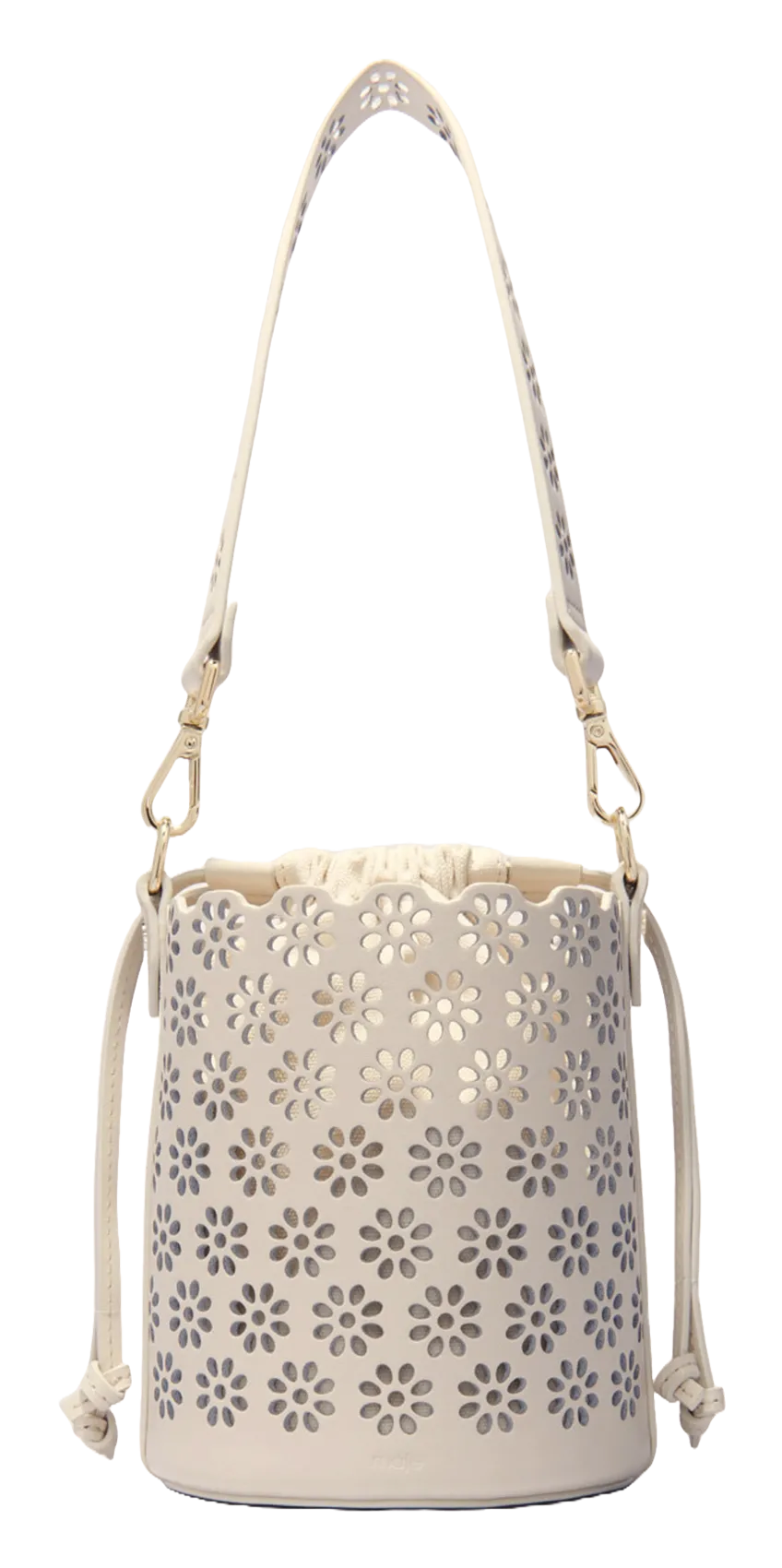 Umhängetasche mit durchbrochenen Blumenmuster Beige