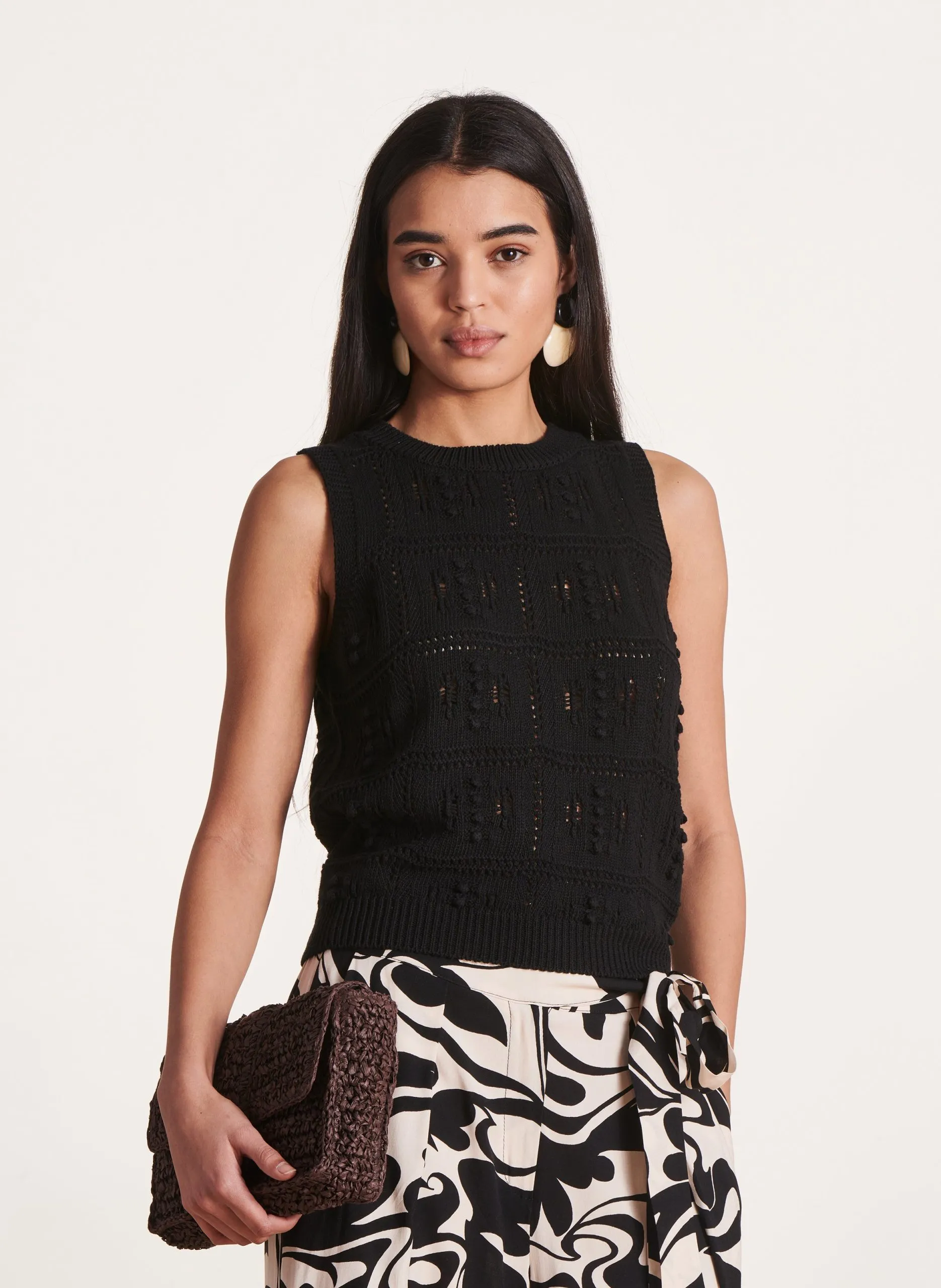 Ärmelloser Pullover aus Baumwoll-Mix Schwarz