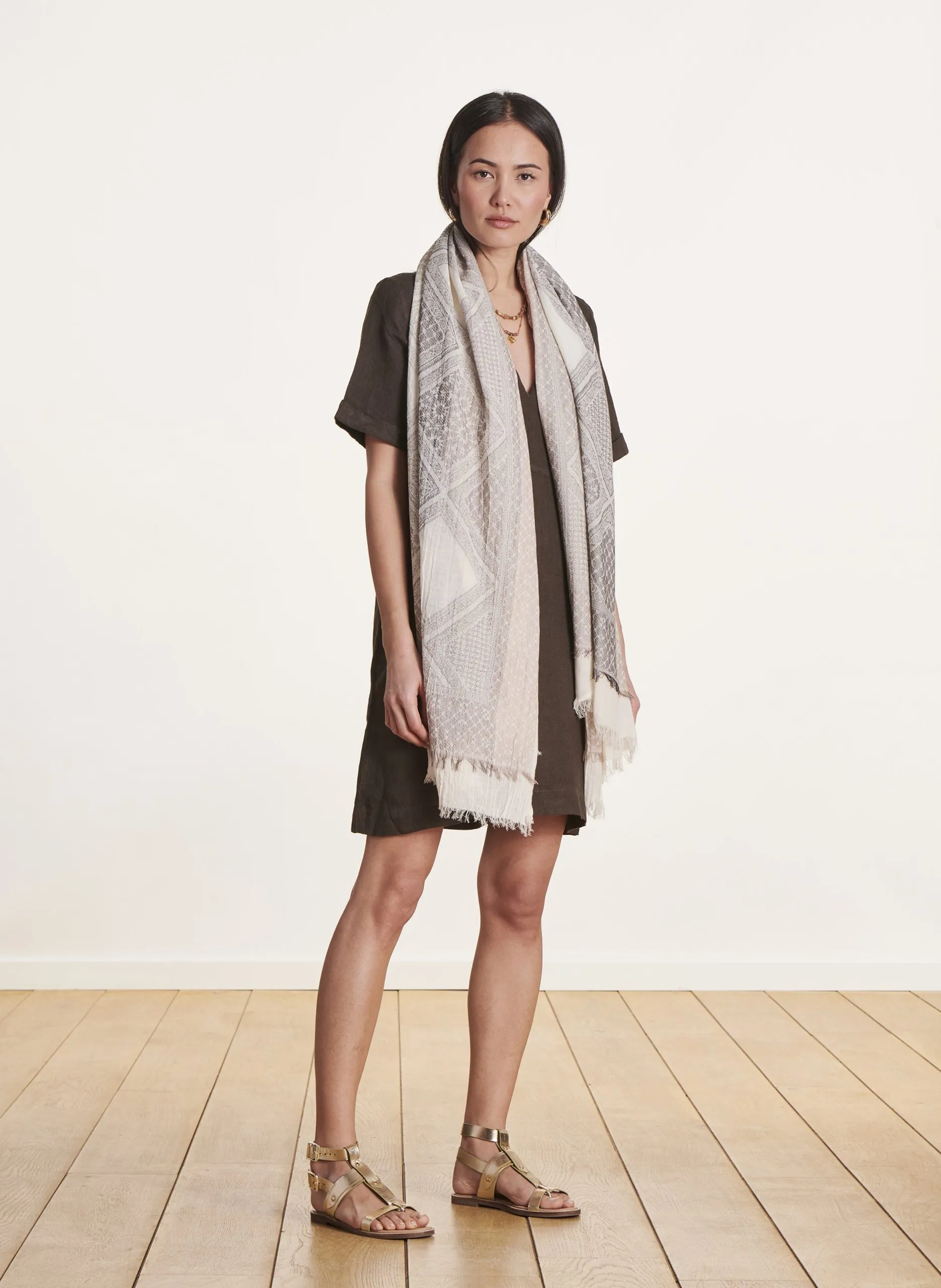 Baumwoll-Foulard Grau