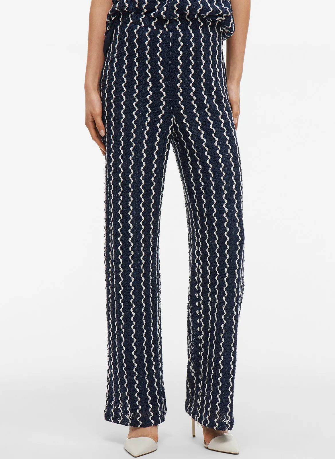 Gerade geschnittene Strickhose Blau