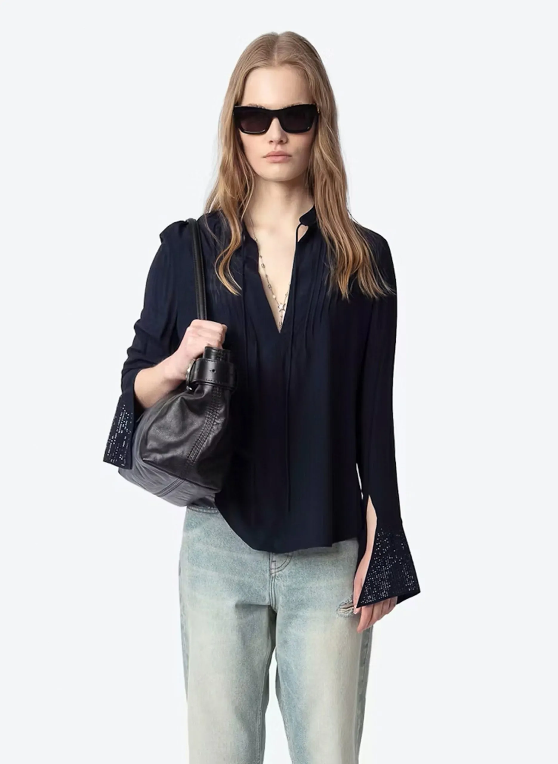 Gerade geschnittenes Hemd mit Strass Blau TAIKA