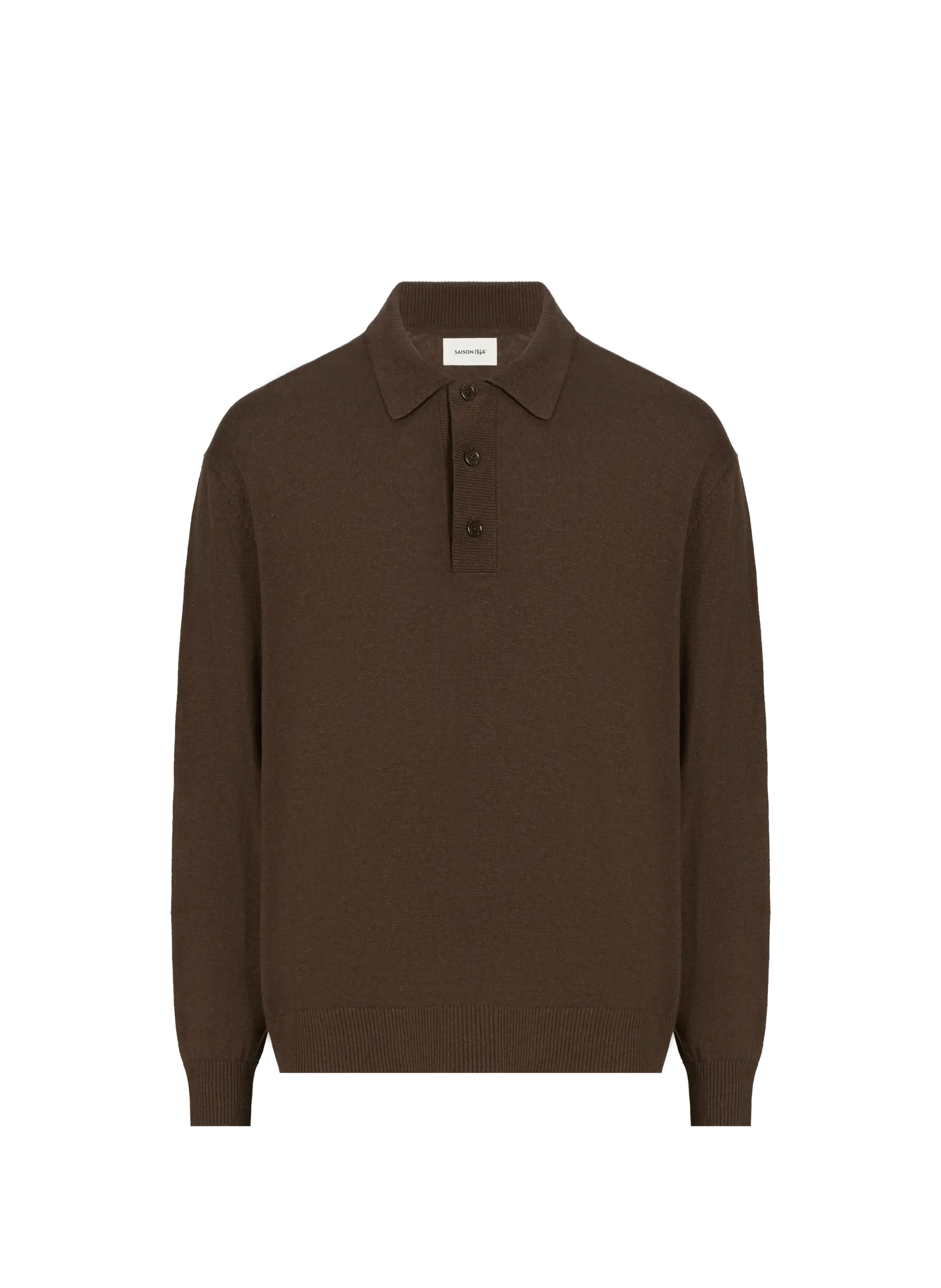 Langarm-Poloshirt aus Baumwolle und Leinen Braun