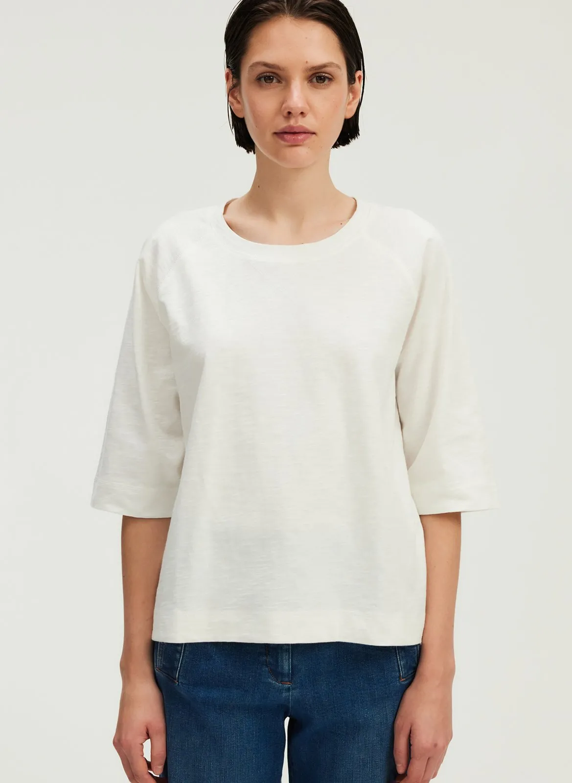 Baumwoll-Pullover mit Rundhalsausschnitt Weiss GERTRUDE