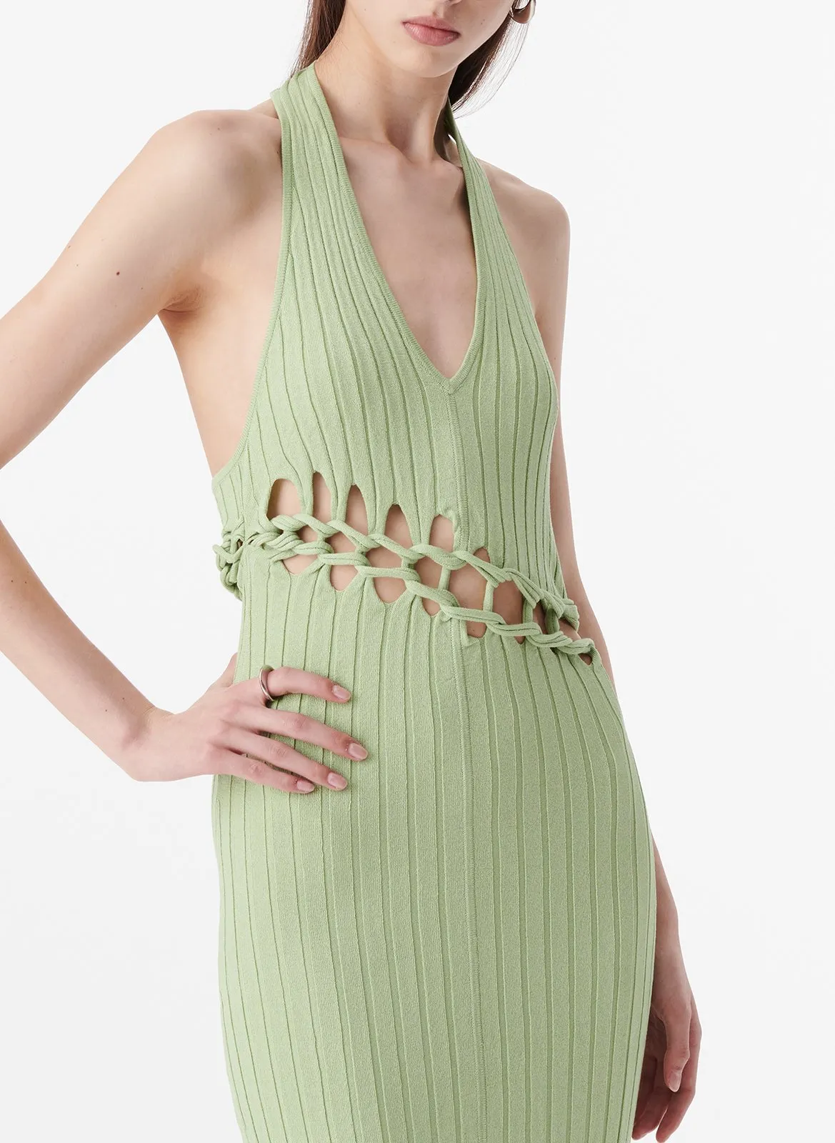 Midi-Kleid mit V-Ausschnitt Grun KELLIA