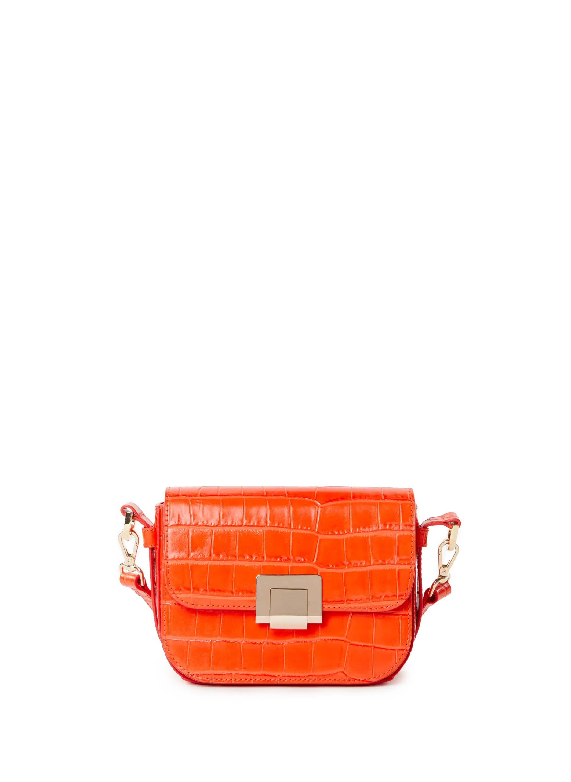 Umhängetasche aus Leder mit Kroko-Prägung Orange FLORA