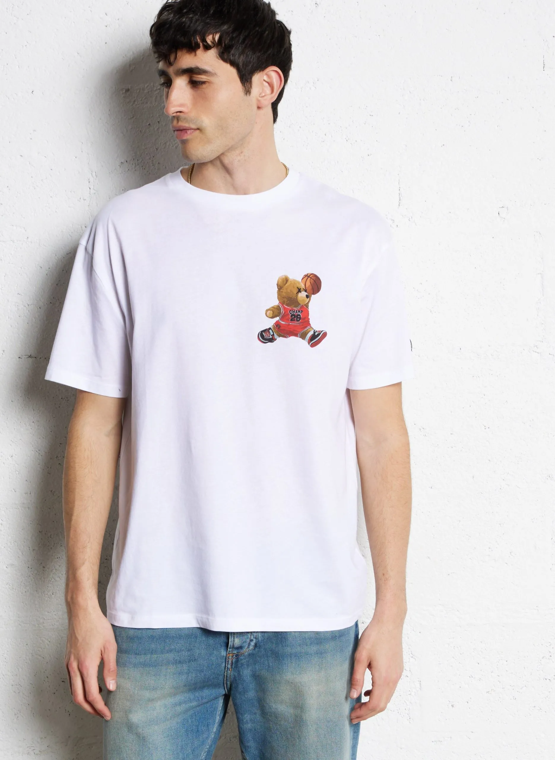 Baumwoll-Pullover mit Rundhalsausschnitt Weiss TORO