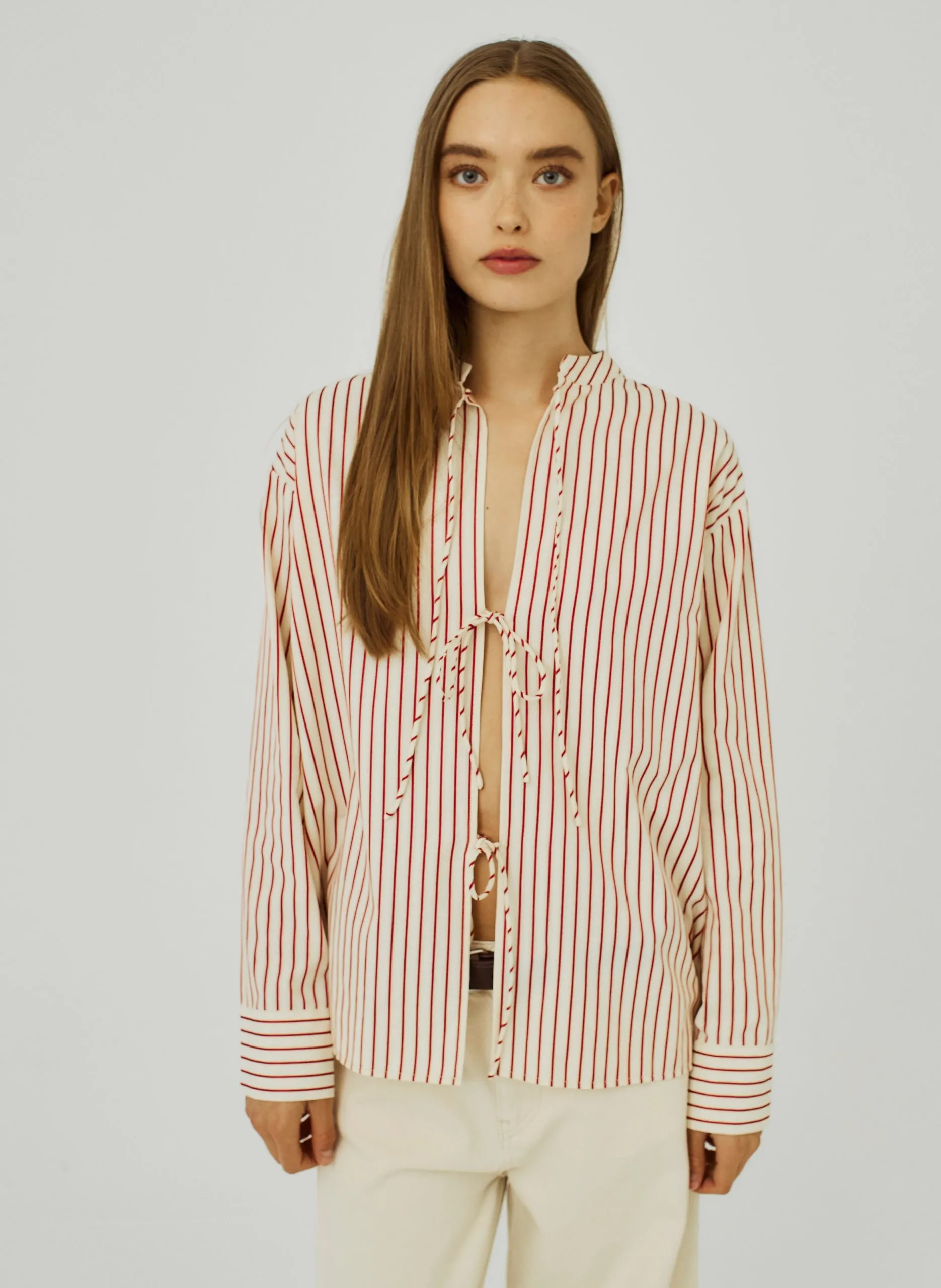 Rundhalsausschnitthemd Rot LINNA