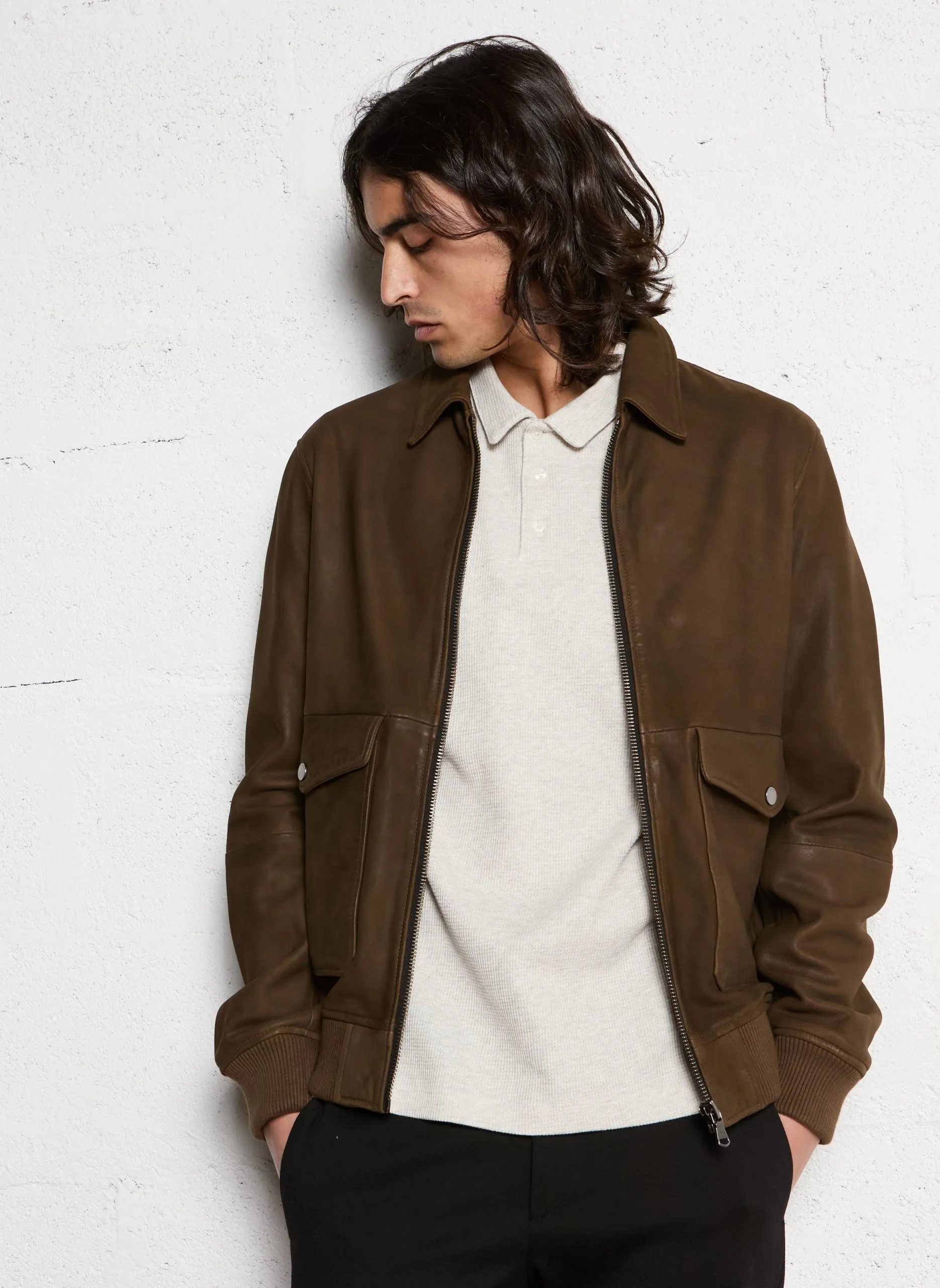 Baumwollblouson mit klassischem Kragen Khaki