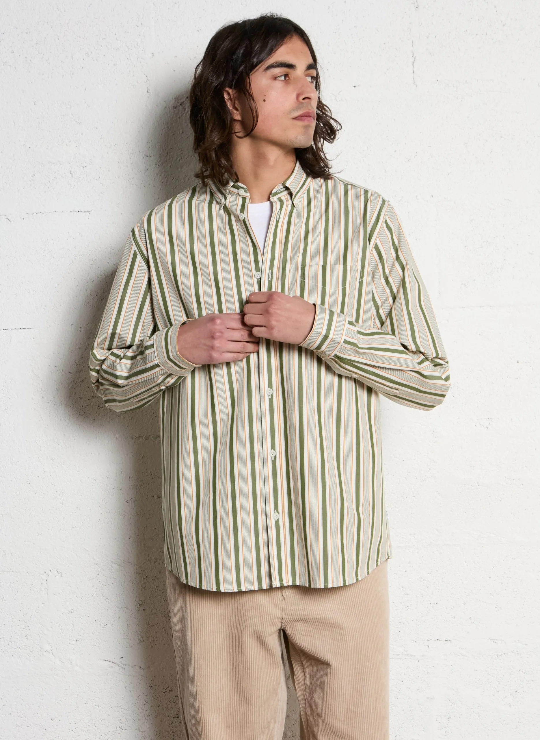 Gerade geschnittenes Hemd aus Bio-Baumwolle mit Streifen Mehrfarbig KENT