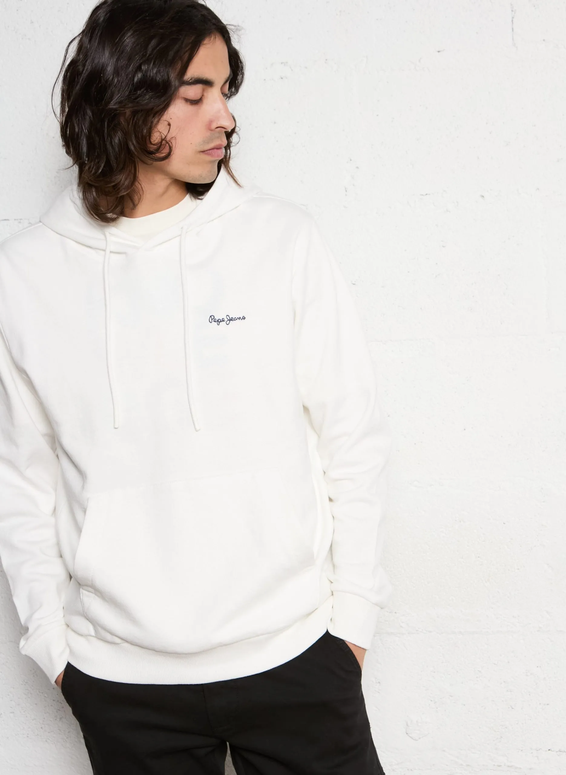 Weites Baumwoll-Sweatshirt mit Stickerei Weiss