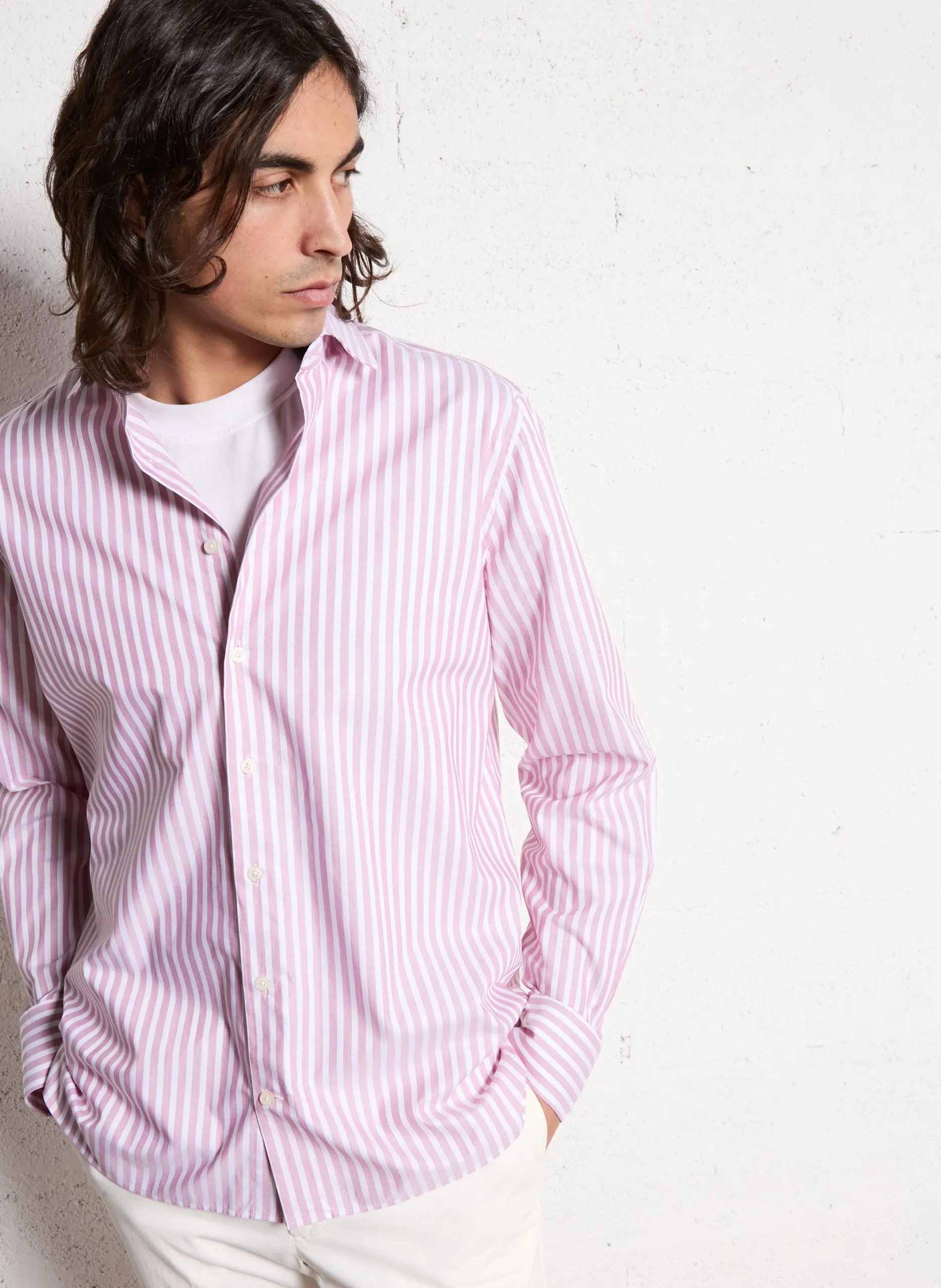 Baumwollbluse mit klassischem Kragen Rot