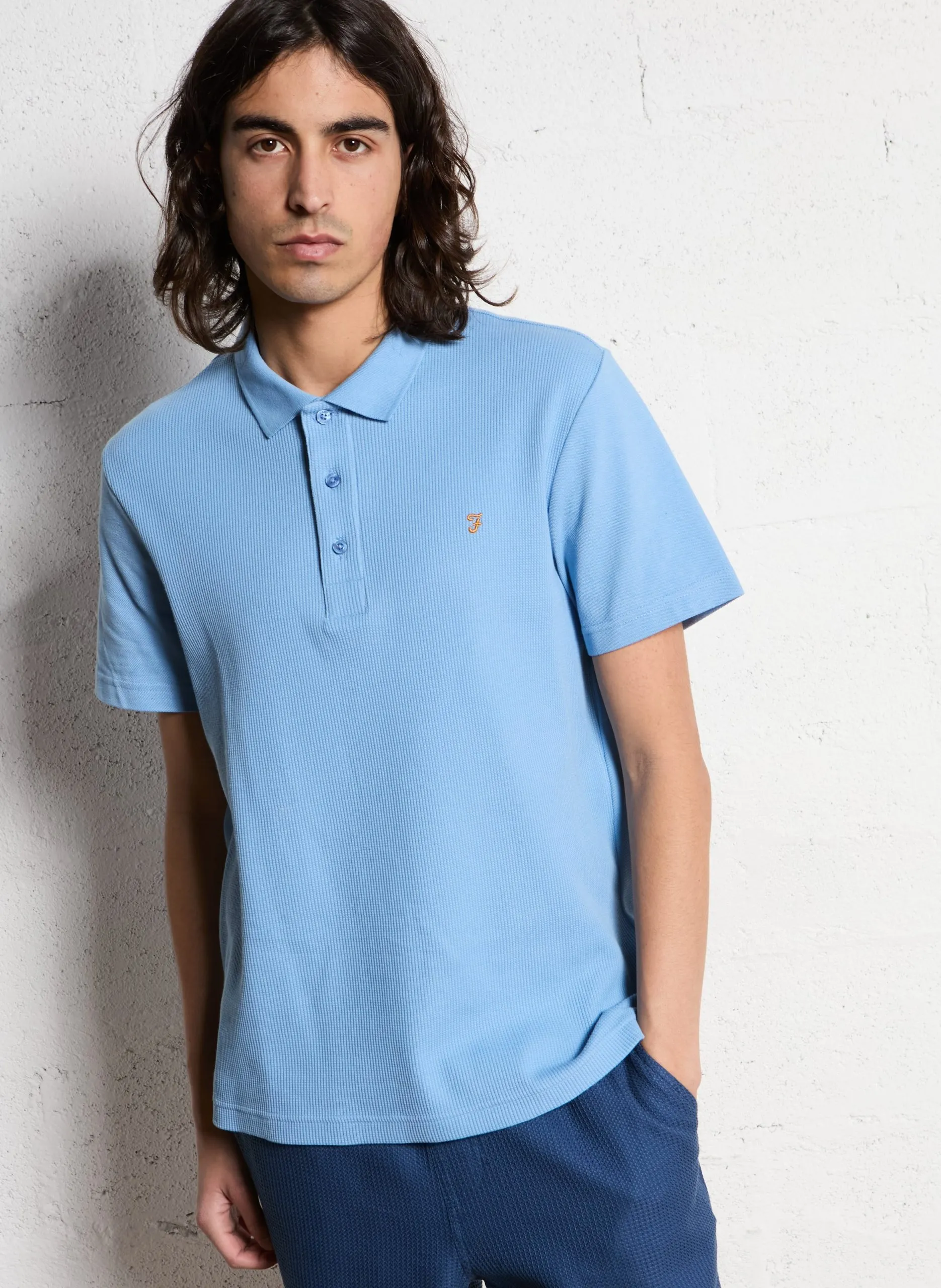 Gerade geschnittenes Poloshirt aus Stretch-Bio-Baumwolle Blau FORSTER
