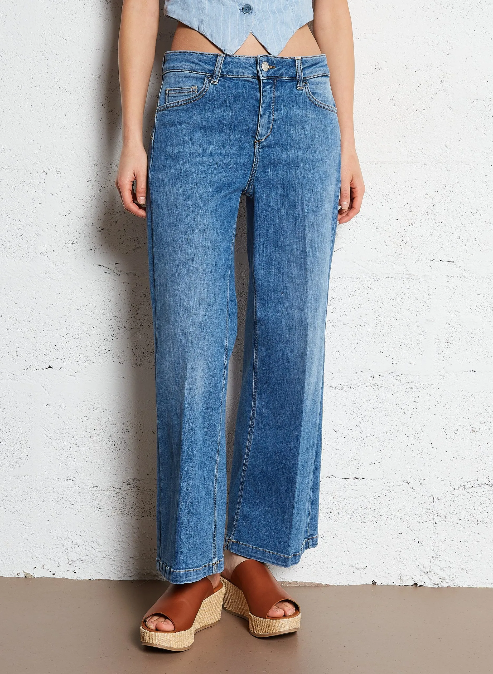 Cropped Jeans aus Baumwoll-Mix Bleached Jeans