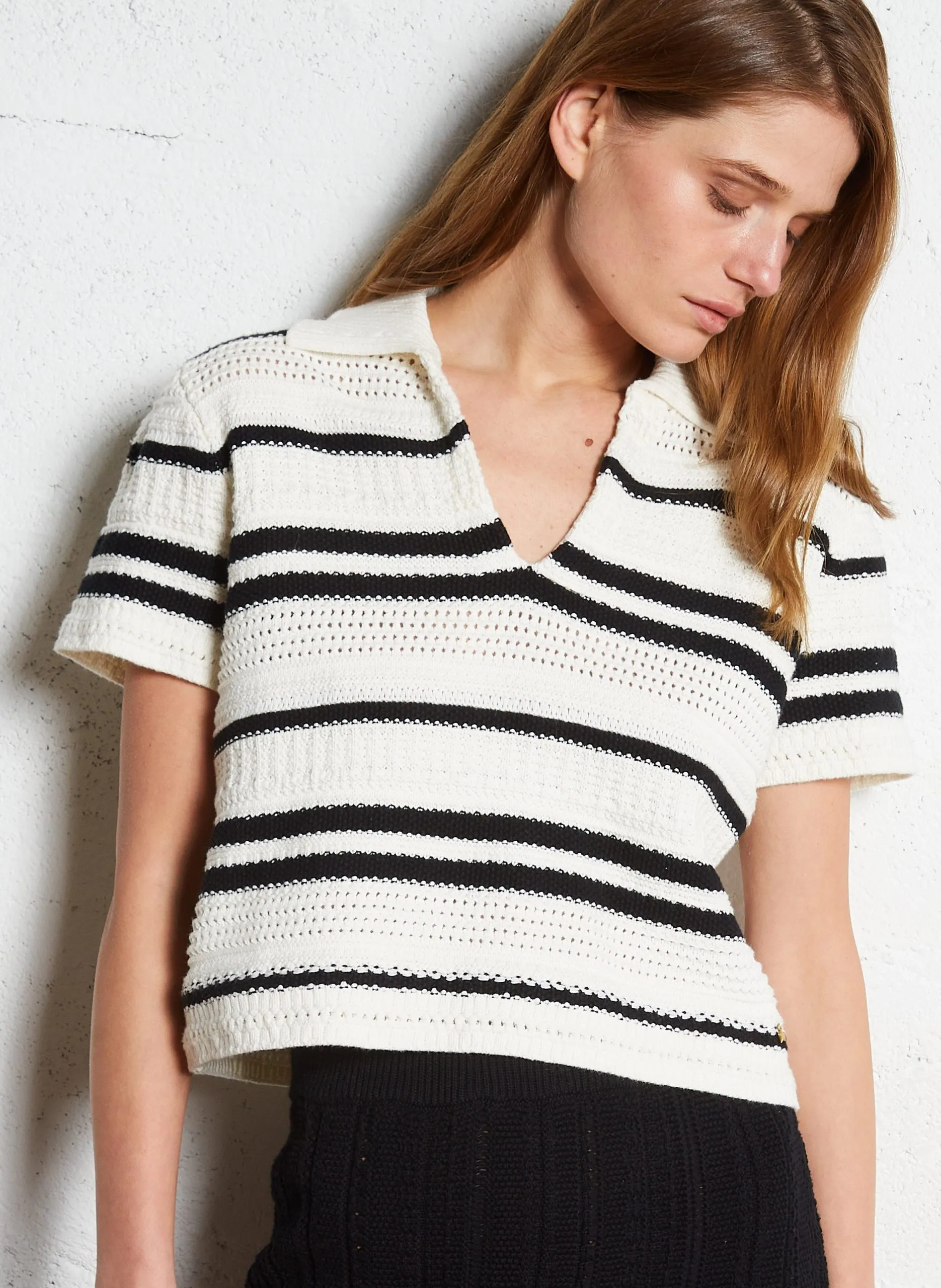 Weites Polo-Pullover aus Bio-Baumwolle Beige DEMBO