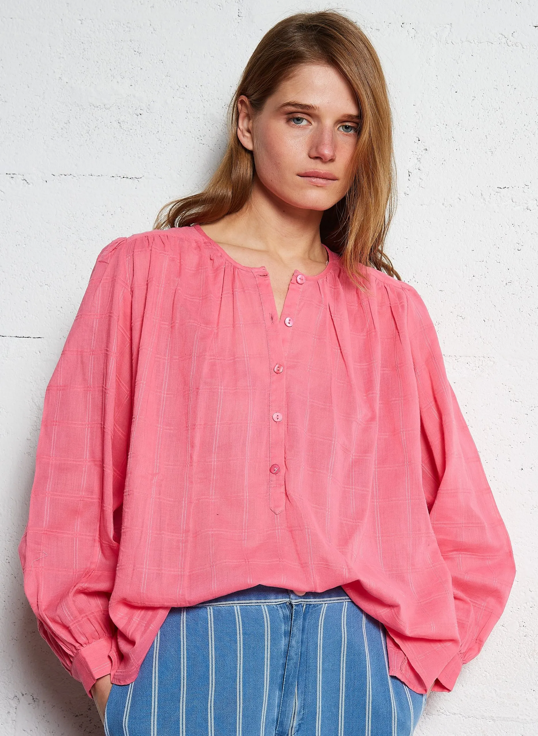 Weite Karobluse Rosa TOLEDO